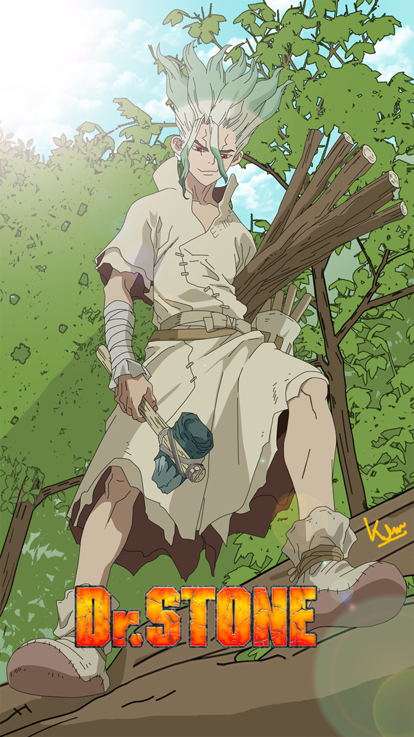 Dr Stone Senkuu Ishigami Anime Anime Boys Fan Art Poster Artwork Anime Man 830x1477