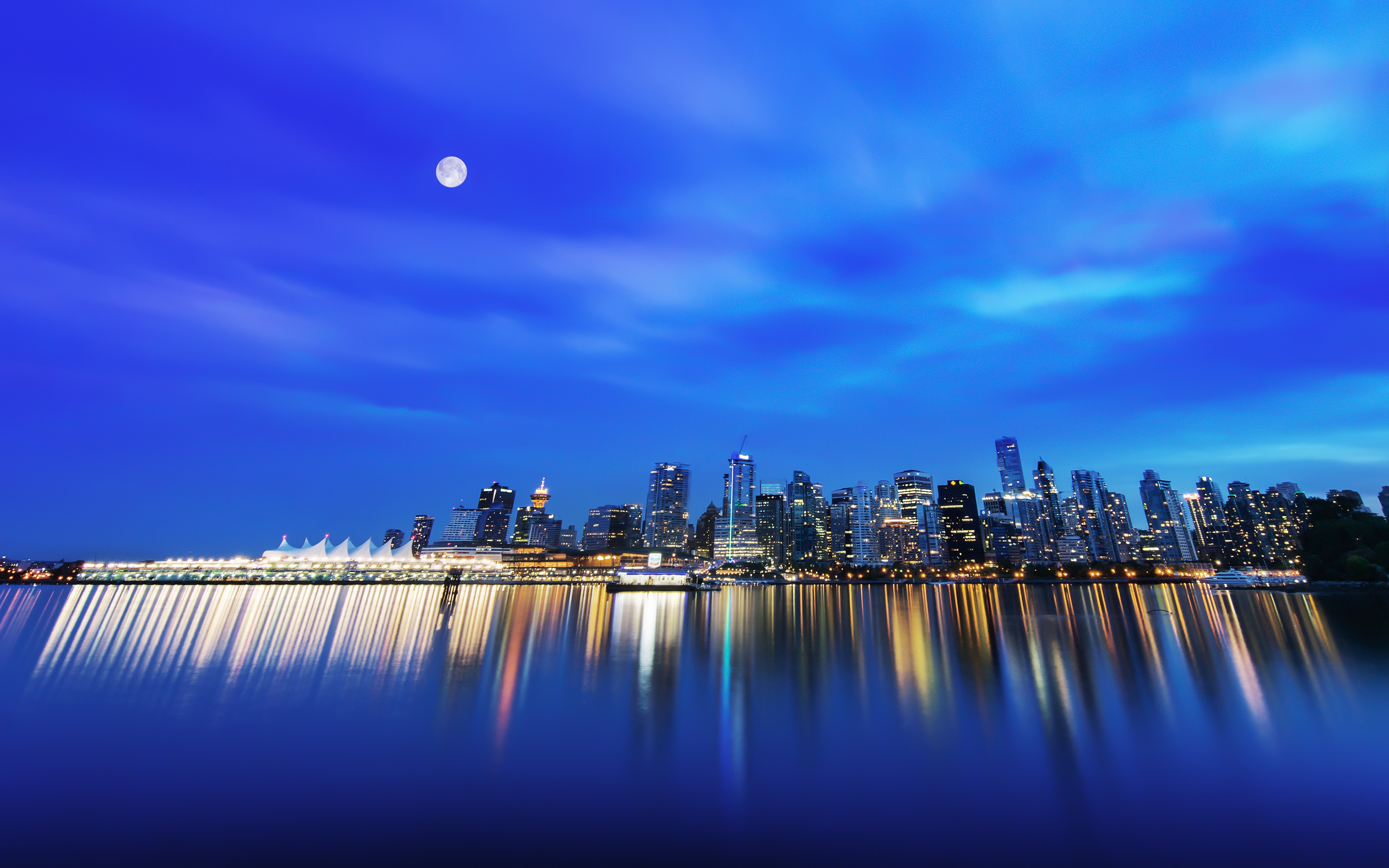 Cityscape Vancouver City Lights Reflection 3840x2400