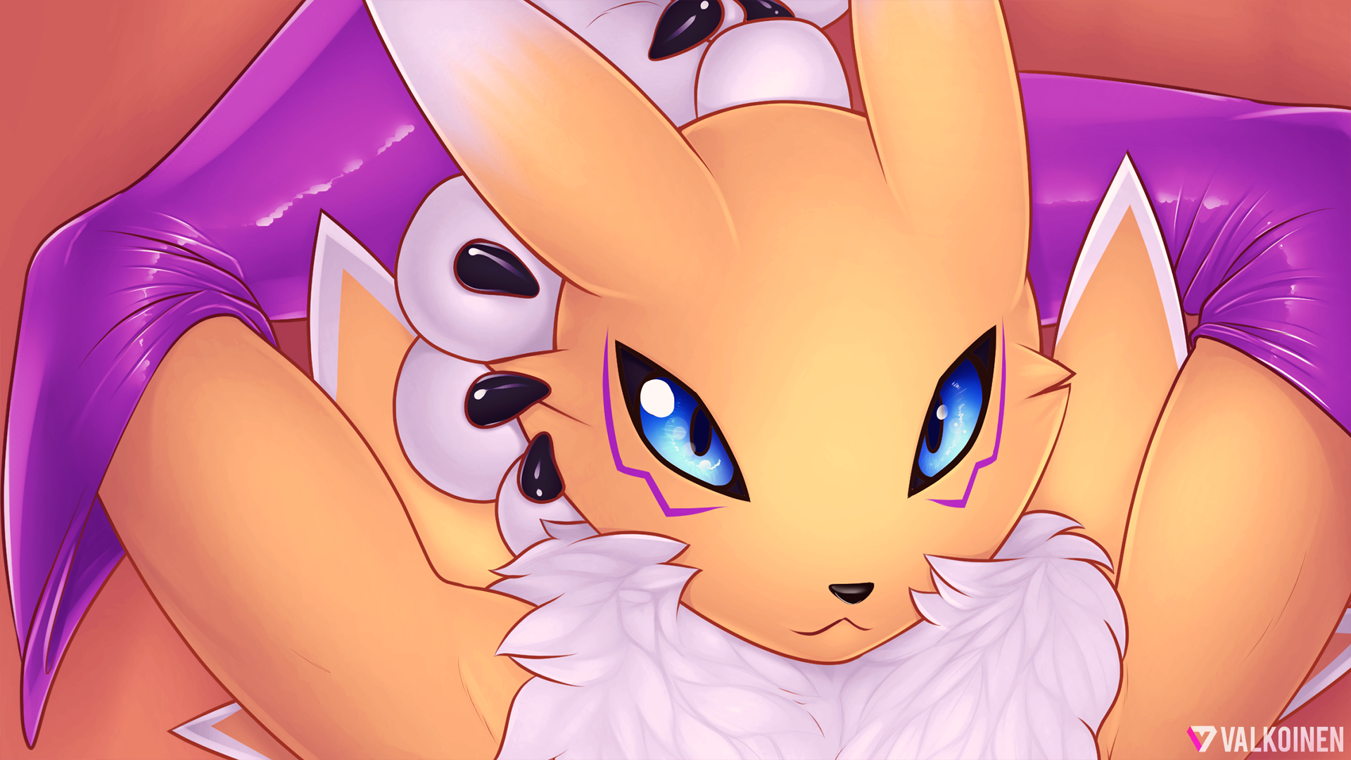 Digimon Renamon Gloves Eyes Blue Eyes Furry Valkoinen 1920x1080