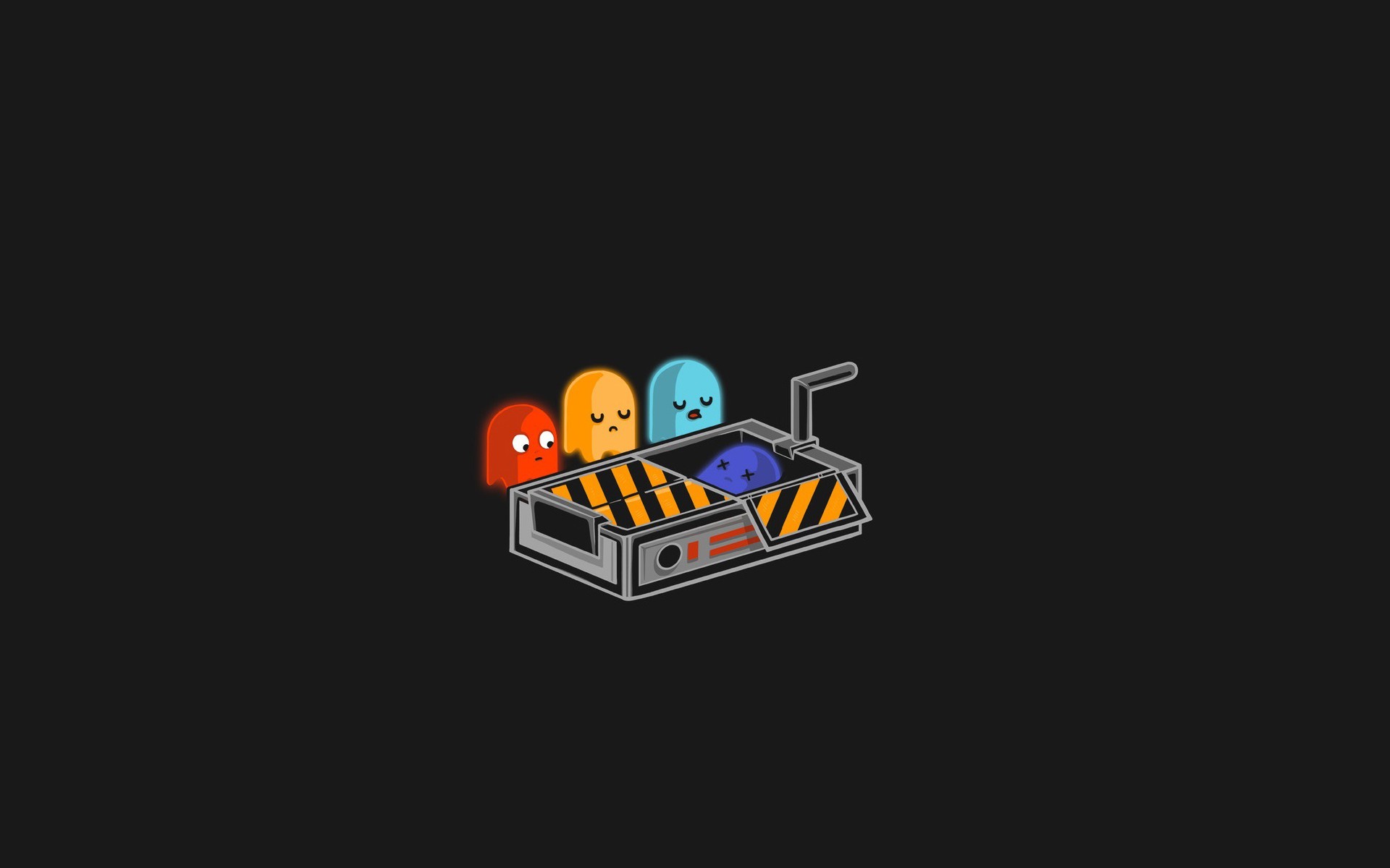 Minimalism Ghosts Pac Man Ghostbusters Humor Video Games 1920x1200