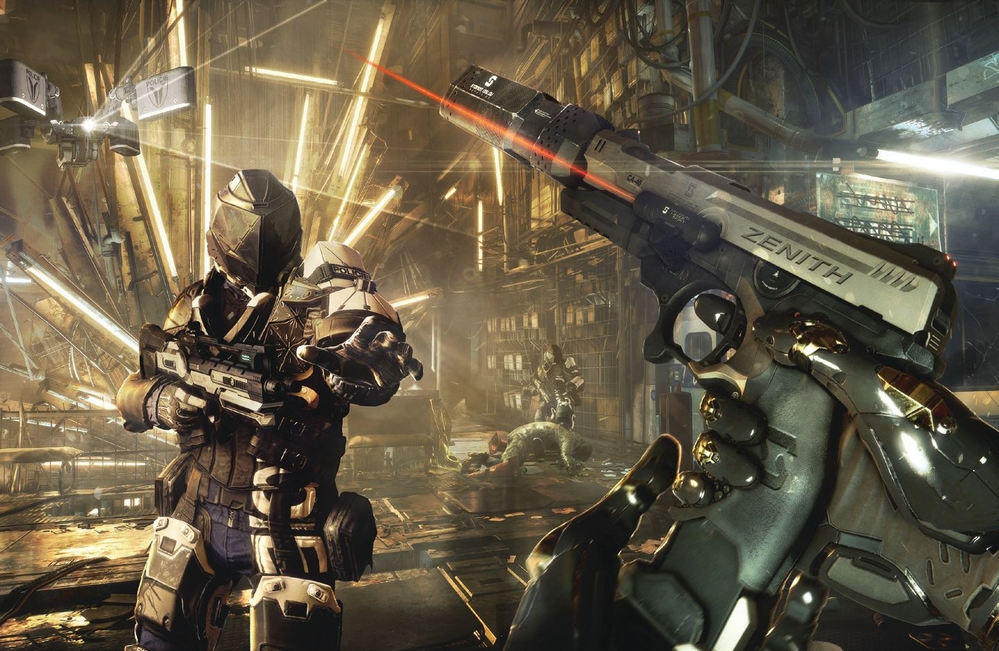 Deus Ex Weapon Cyberpunk Science Fiction Futuristic Video Games Deus Ex Mankind Divided Adam Jensen 1440x938
