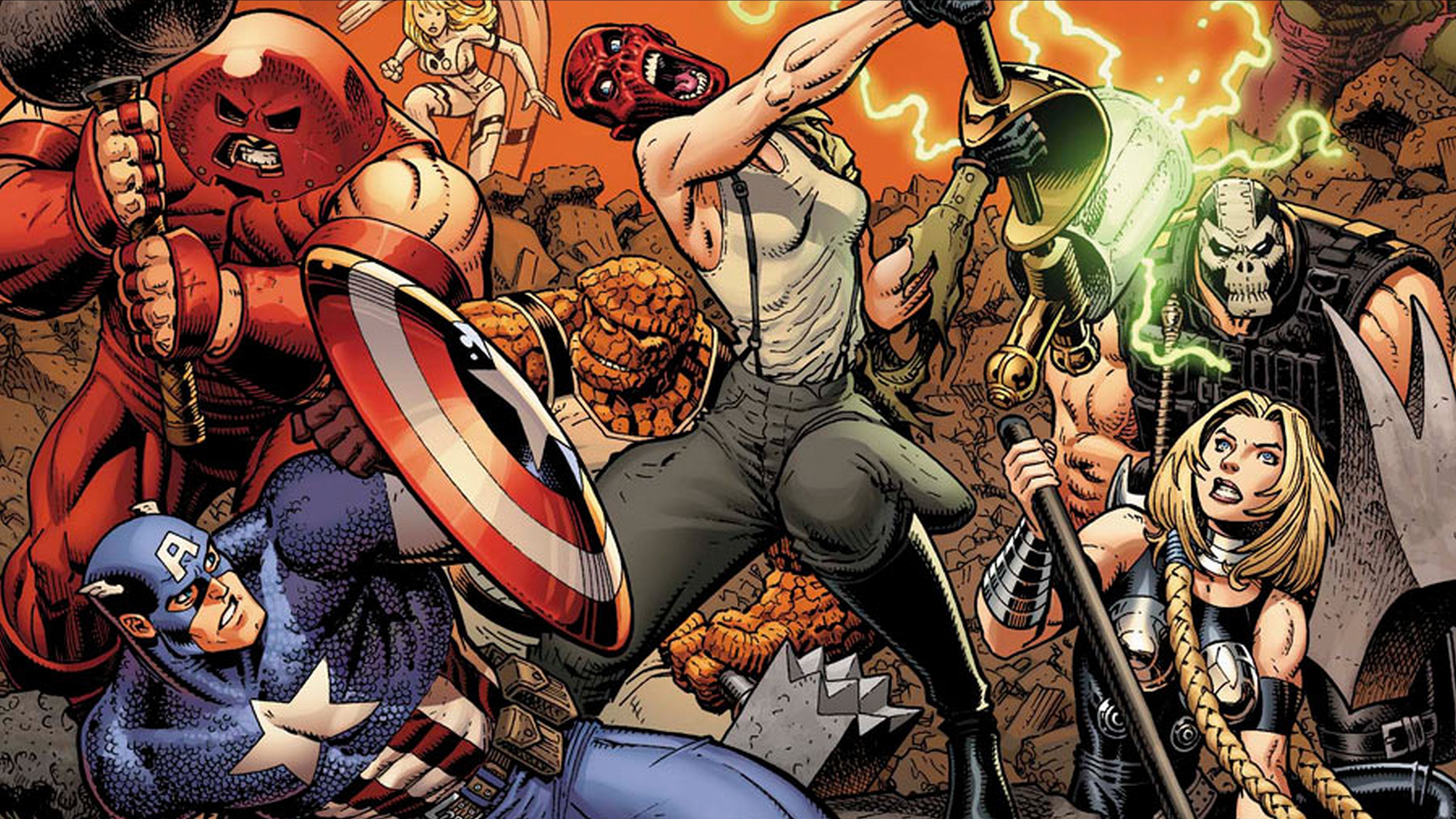 Captain America Thing Marvel Comics Red Skull Marvel Comics Juggernaut Marvel Comics Valkyrie Marvel 3840x2160
