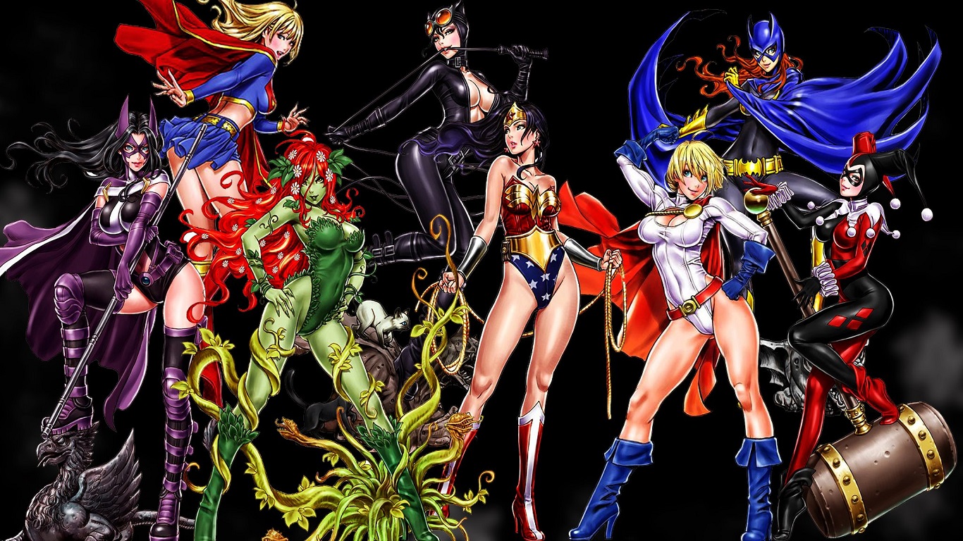 Huntress DC Comics Supergirl Poison Ivy Catwoman Wonder Woman Power Girl Harley Quinn Batgirl 1366x768
