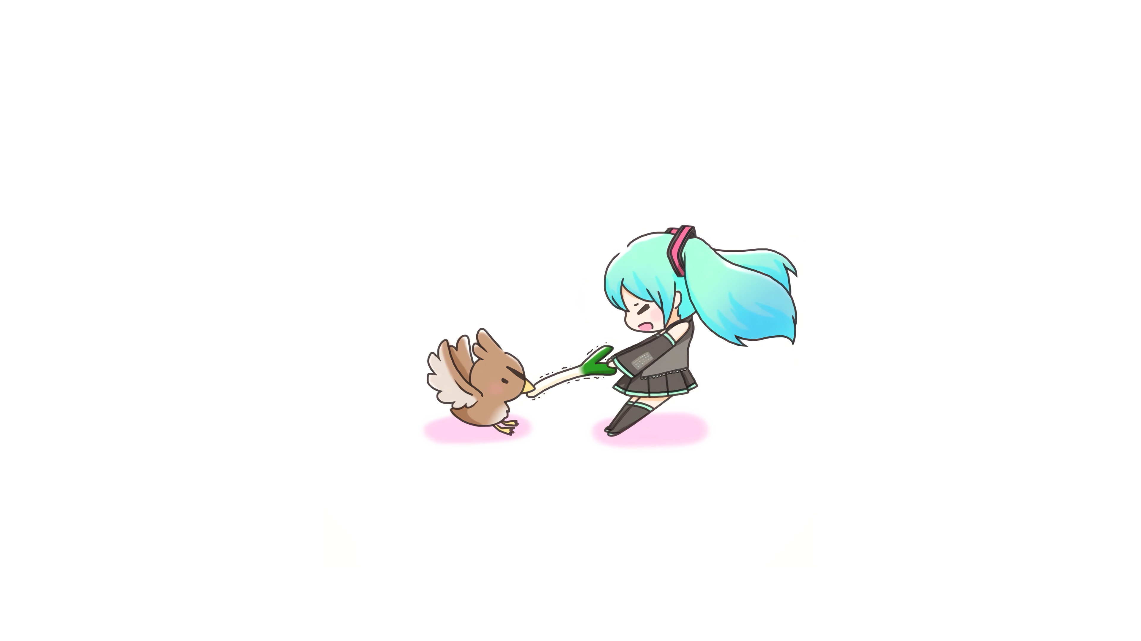 Hatsune Miku Crossover Leek Simple Background Vocaloid 3840x2160