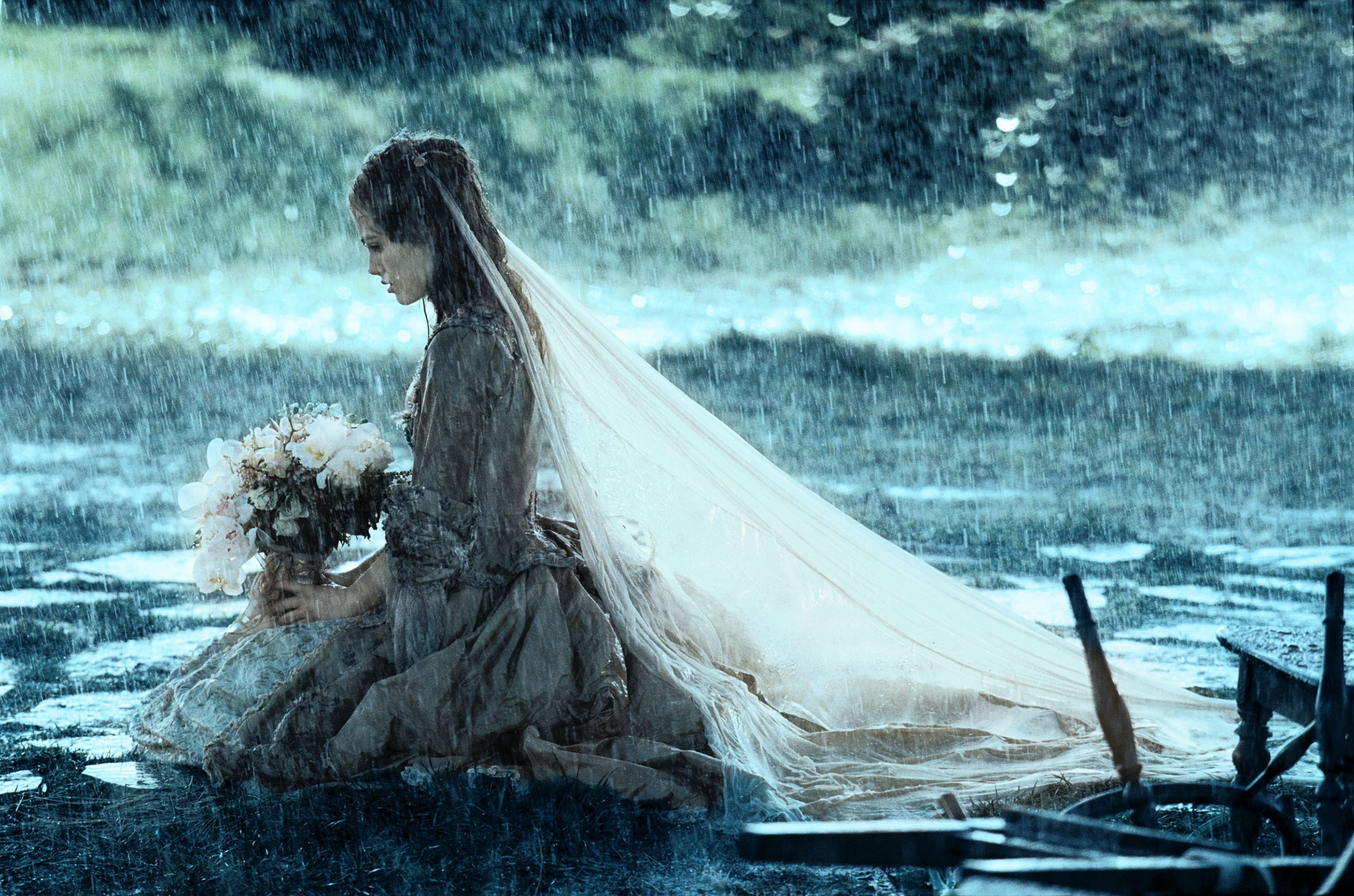 Keira Knightley Rain Actress Brides Women Emotion Cyan 3064x2028