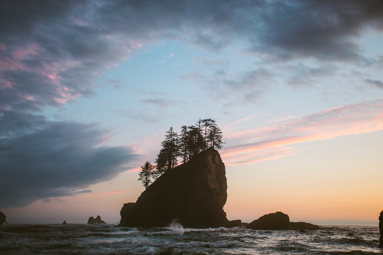 Nature Mountains Olympic National Park Island Cliff Coast Sea Dusk 1280x853