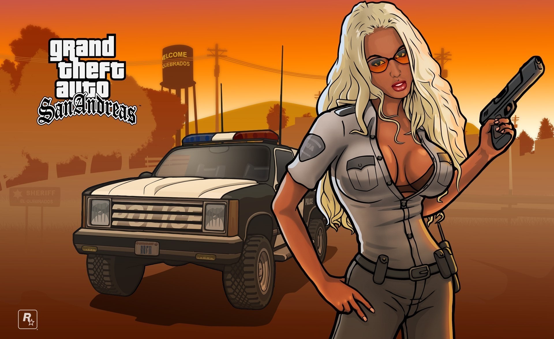 Rockstar Games Grand Theft Auto San Andreas Video Game Girls Gun Grand Theft Auto Video Games Weapon 1920x1175