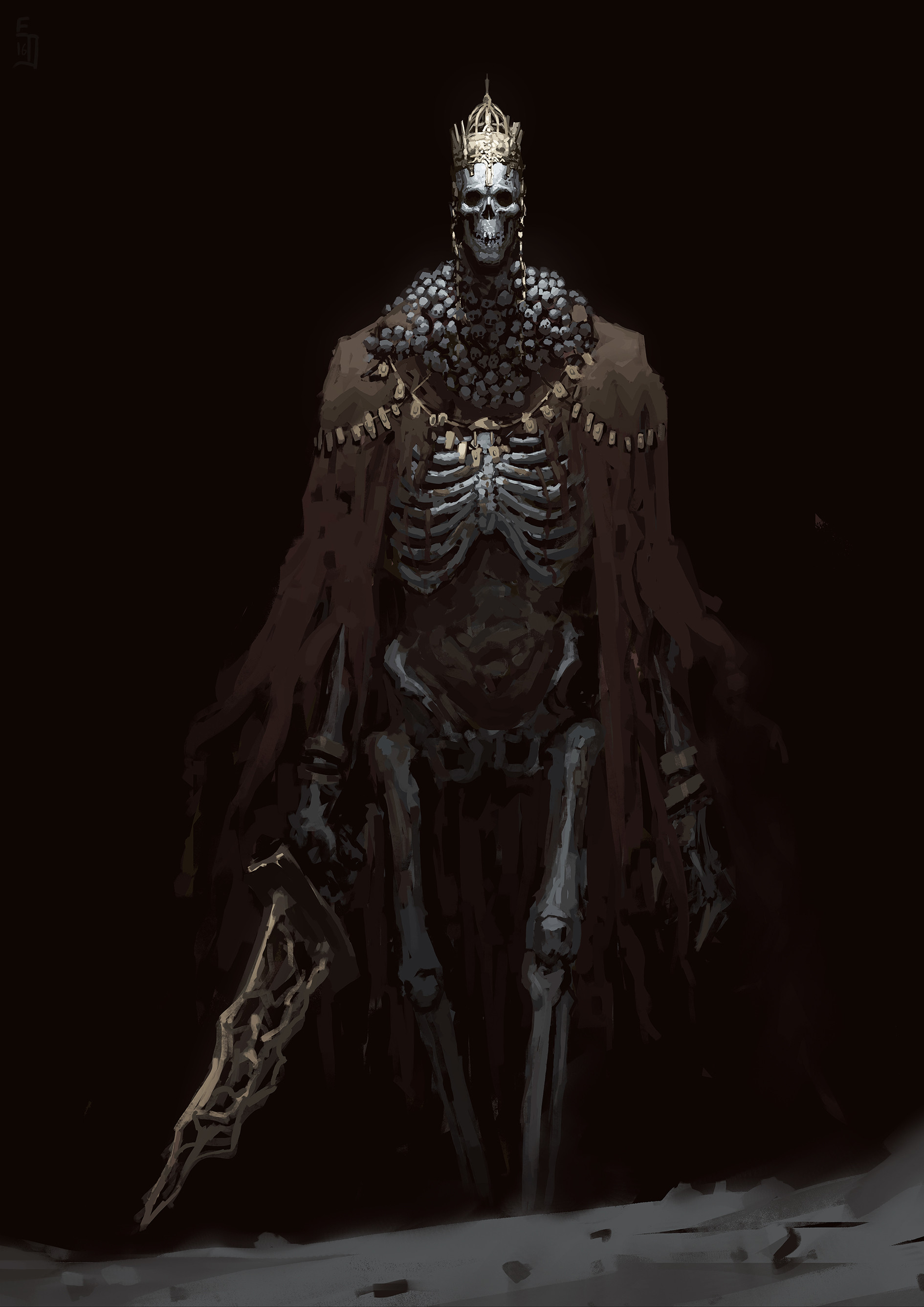 Skeleton Edward Delandre Drawing King Sword Dark Souls Iii 1890x2673