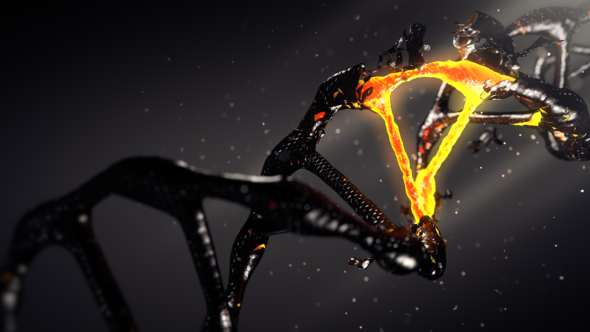 DNA 3D Digital Art Render Orange 1920x1080