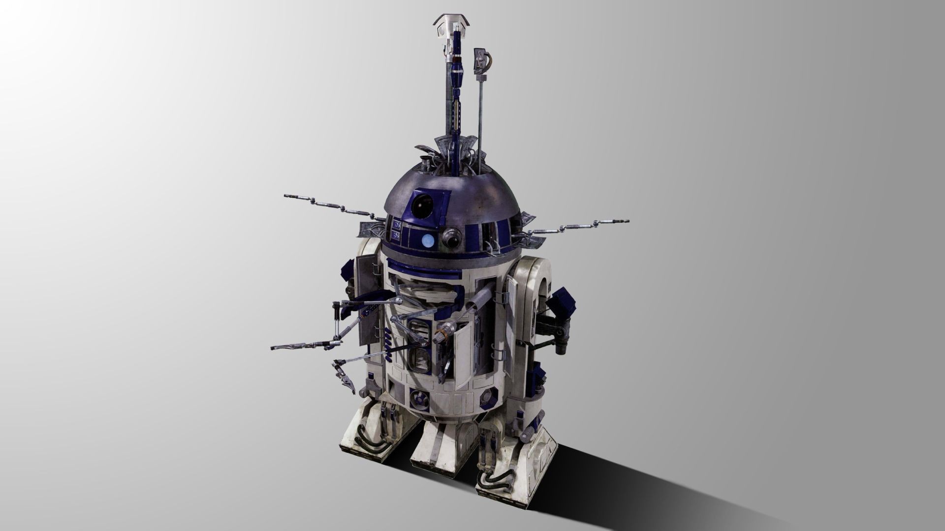 Star Wars R2 D2 Star Wars Droids Render Machine Simple Background 1920x1080