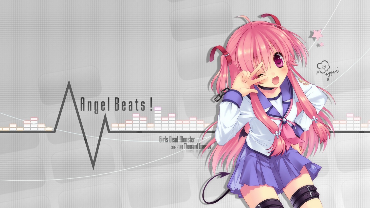 Angel Beats Yui Angel Beats Anime Girls Pink Hair Guitar Wallpaper Resolution 1500x844 Id 6627 Wallha Com