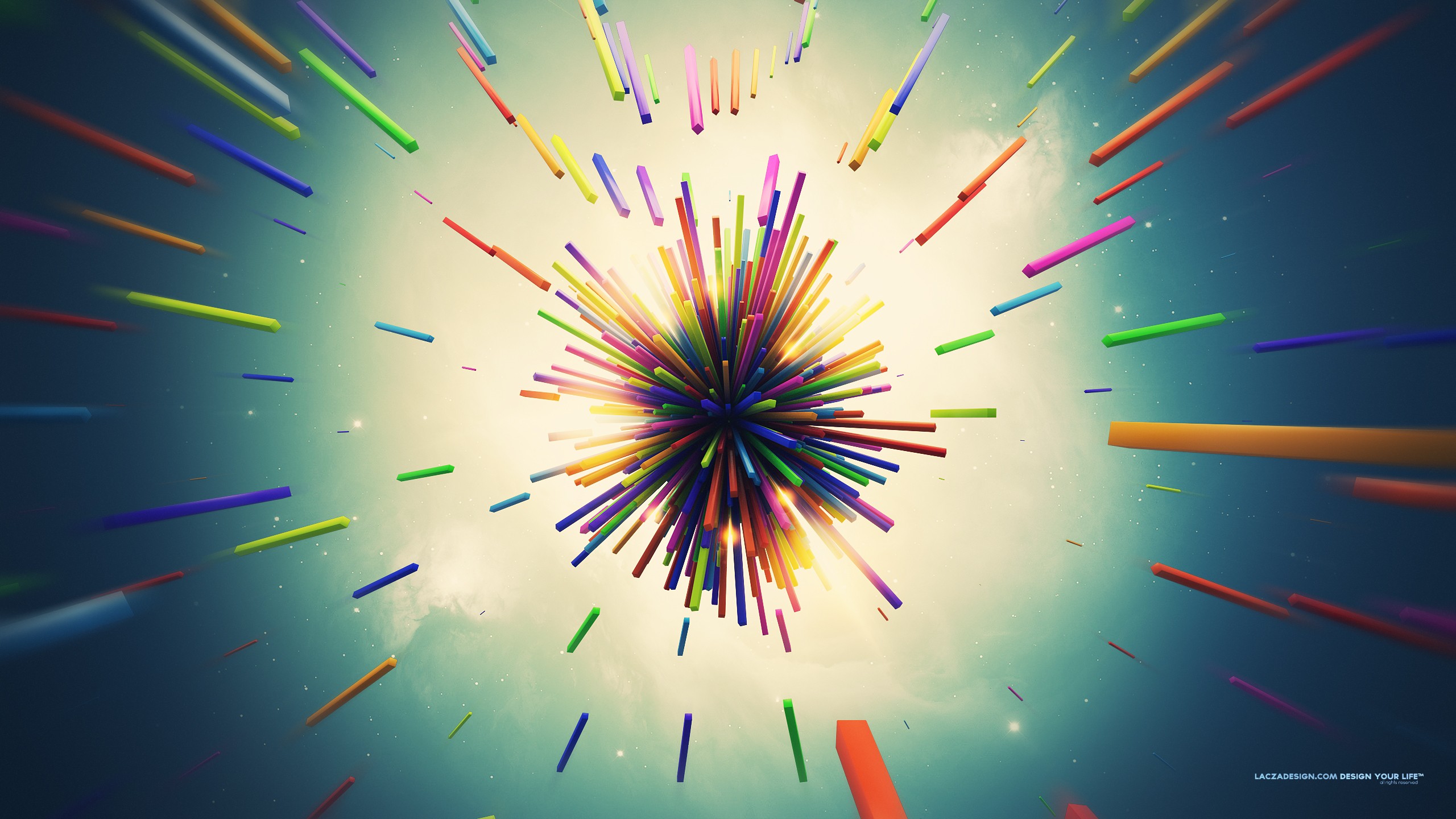 Lacza Abstract 3D Colorful Shapes Explosion Digital Art 2560x1440