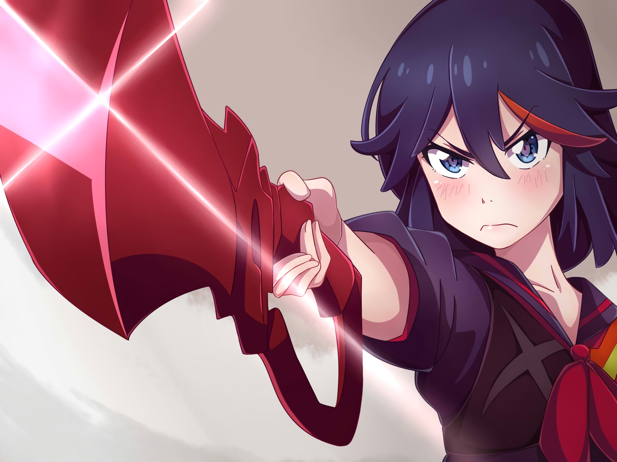 Aqua Eyes Blue Hair Blushing Kill La Kill Matoi Ryuuko Short Hair Weapon Anime Girls 2000x1500