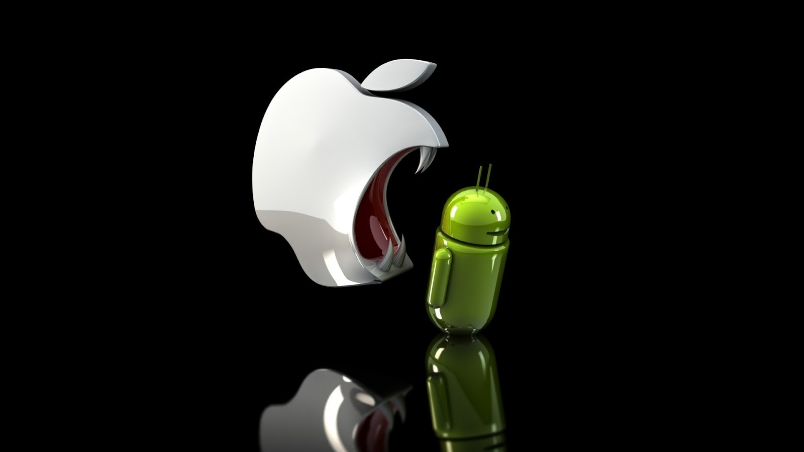 Apple Inc Android Operating System Render 3D Humor Reflection Digital Art 1600x900
