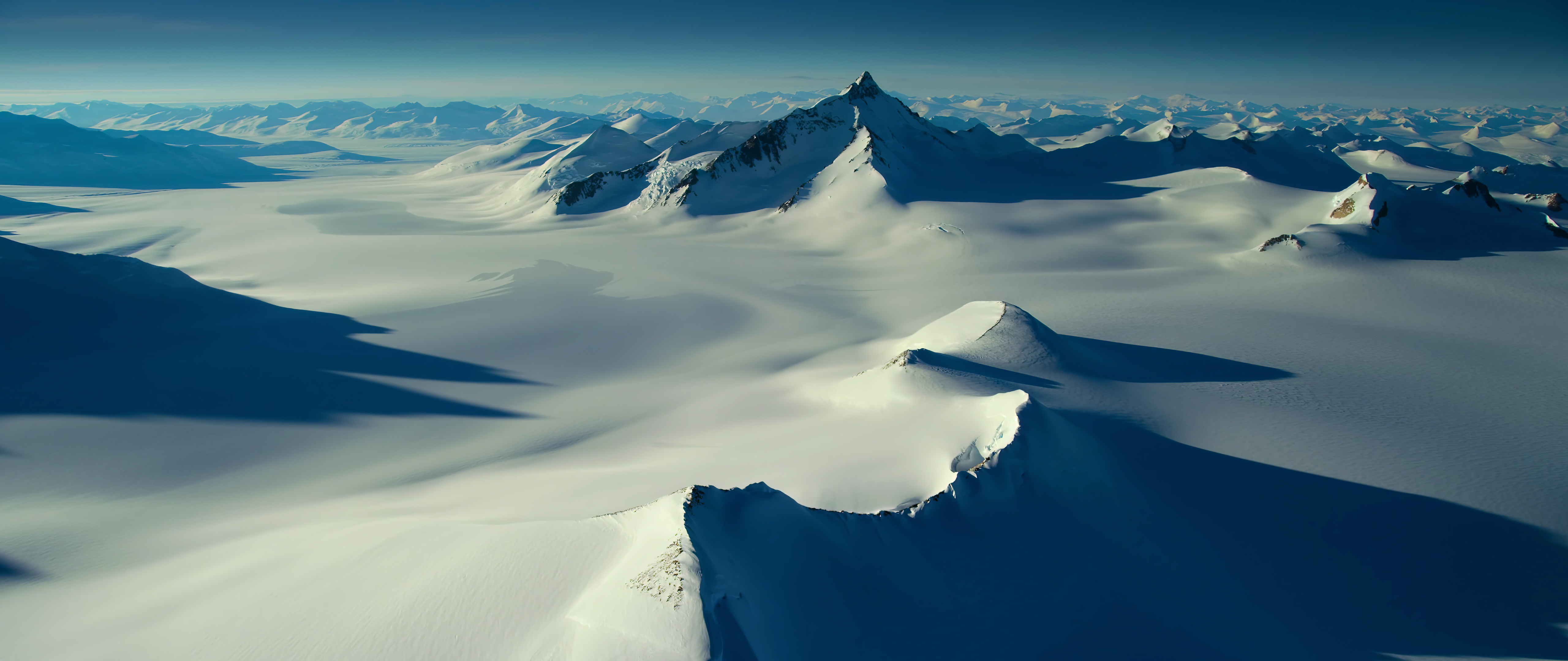 Mountain Top Snowy Peak Snow Cold White Mountains 5120x2160