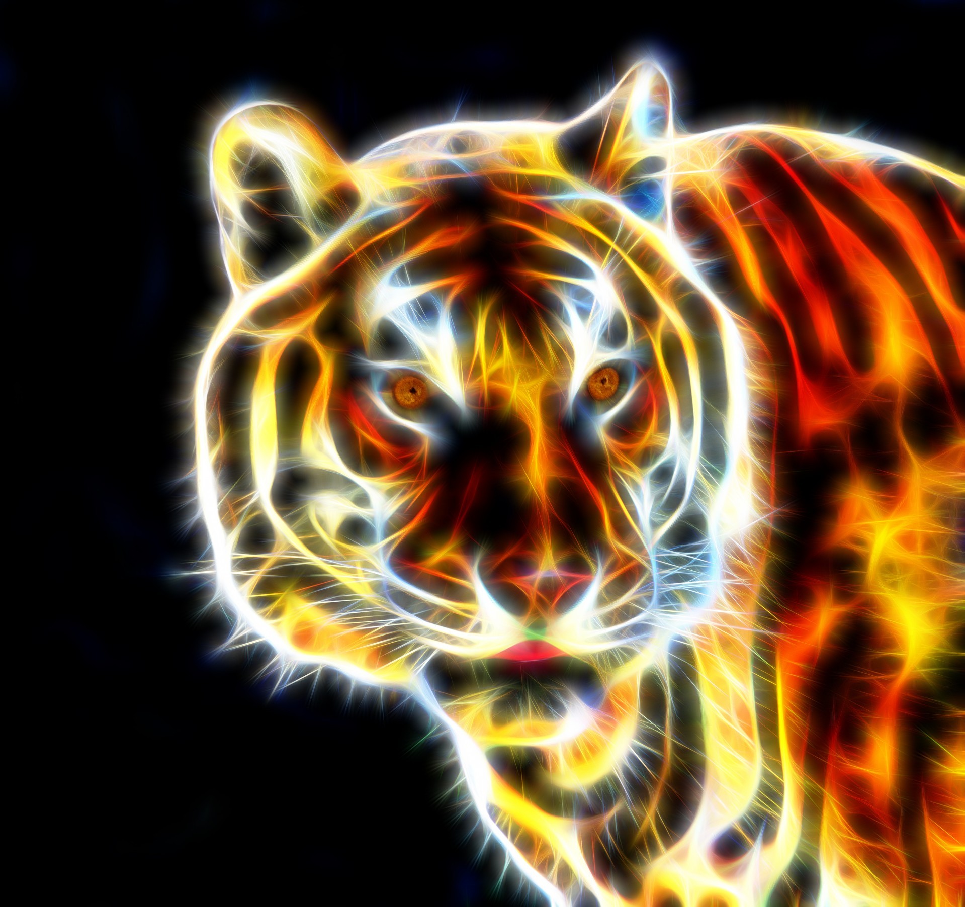 Tiger Fractalius Animals Digital Art 1919x1804