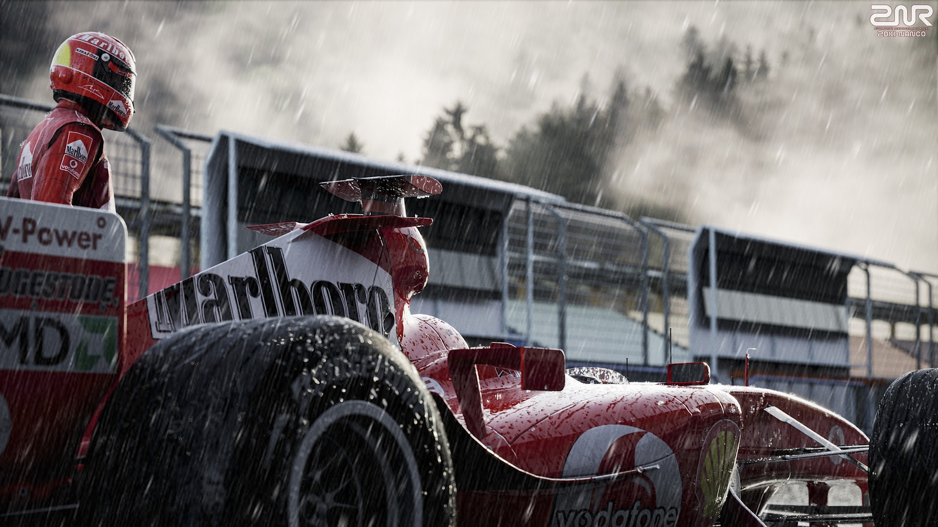 Ferrari Race Cars Racing Michael Schumacher 2004 Year Rain 1920x1080