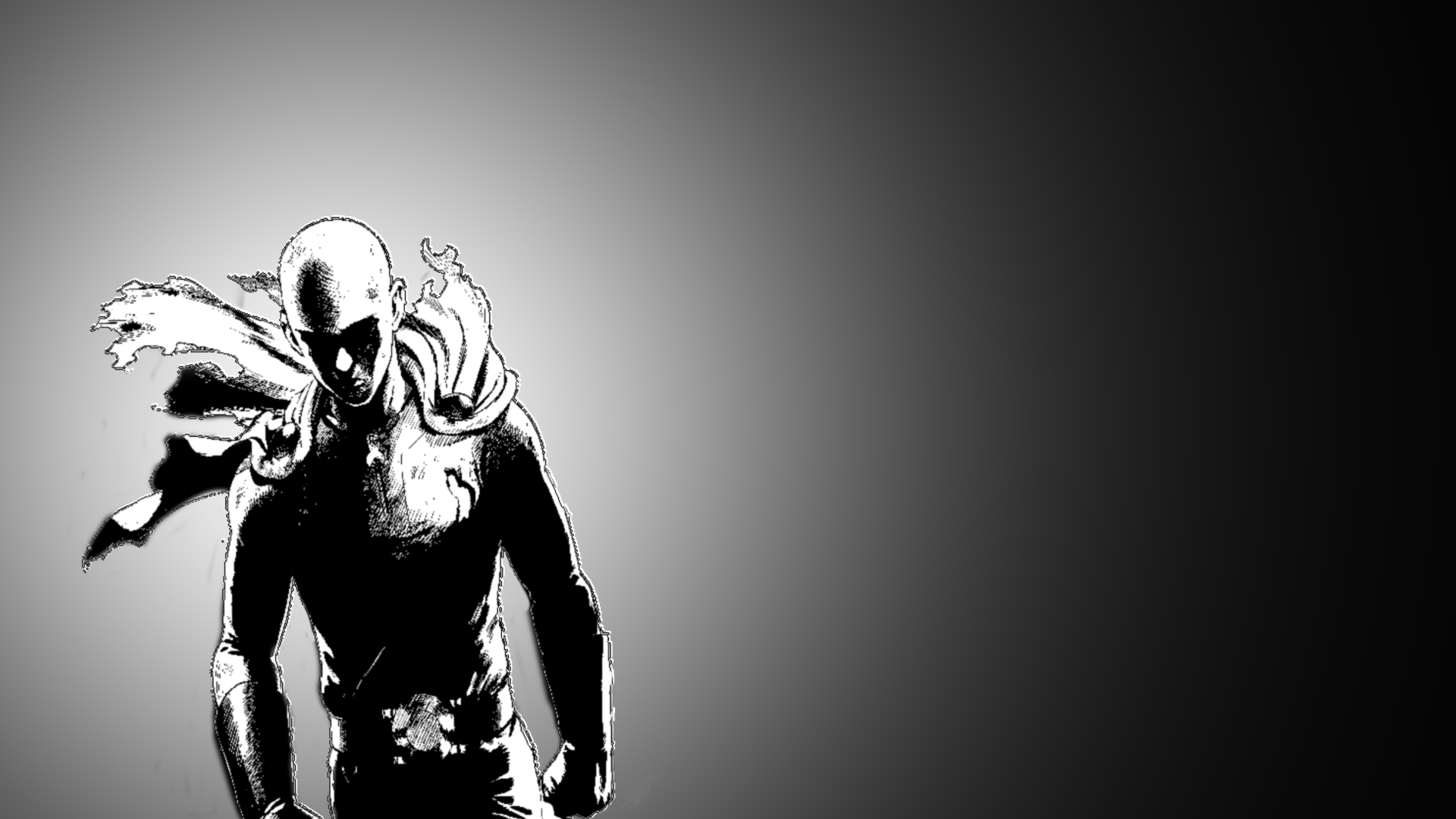 One Punch Man Simple Background Monochrome Anime Boys 1920x1080