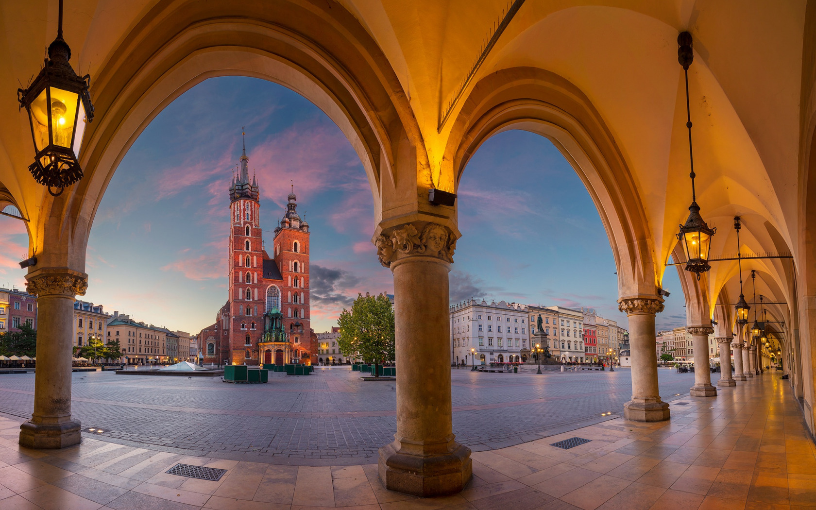 Krakow Poland Church Main Square Polish City Lantern 1680x1050