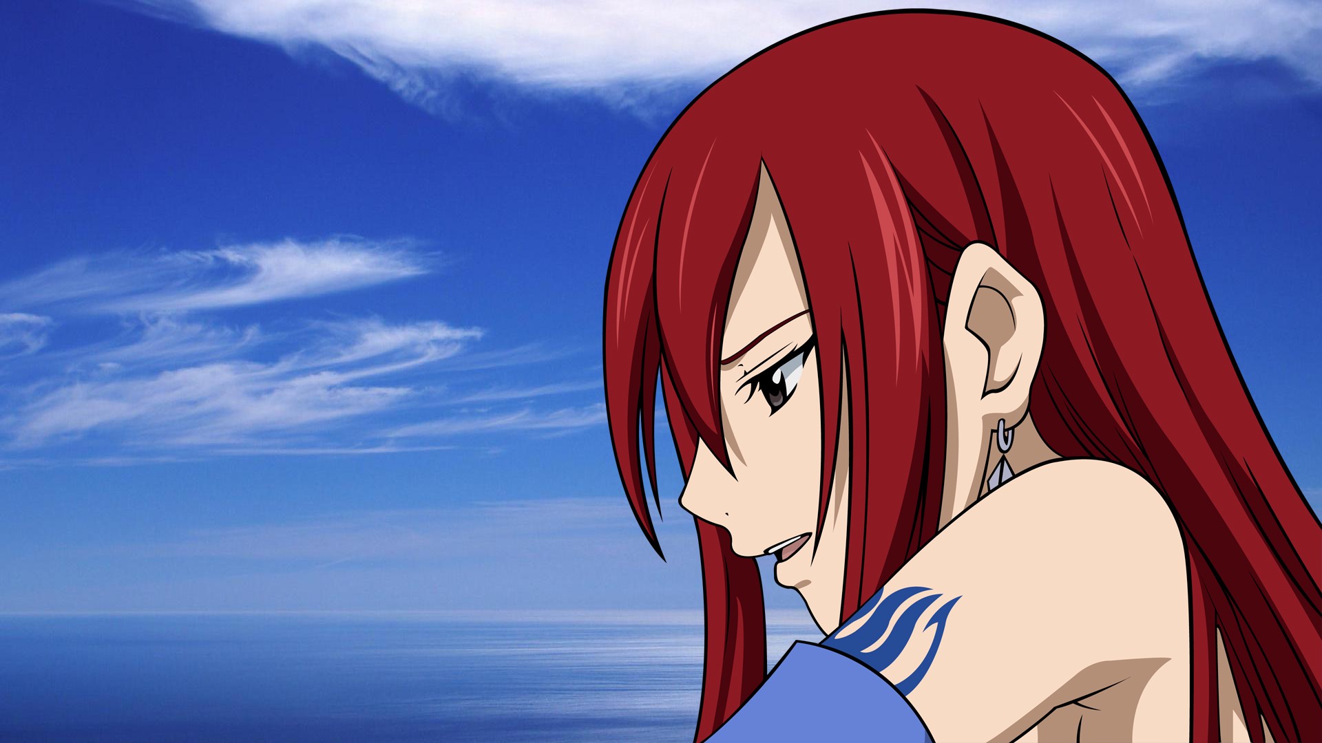 Fairy Tail Sky Scarlet Erza Redhead Long Hair Anime 1920x1080