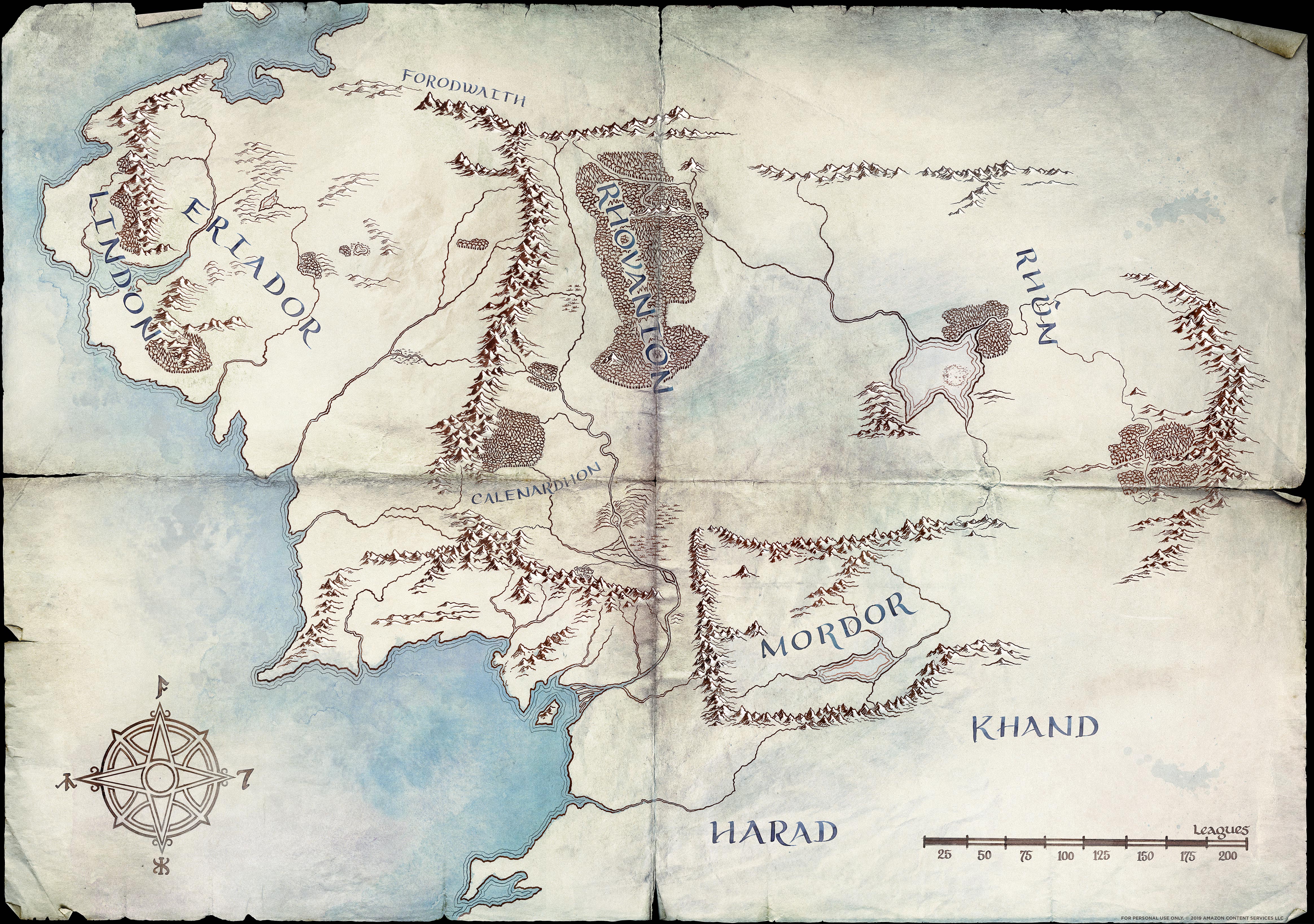 The Lord Of The Rings Amazon Map Middle Earth J R R Tolkien Mordor 4656x3274