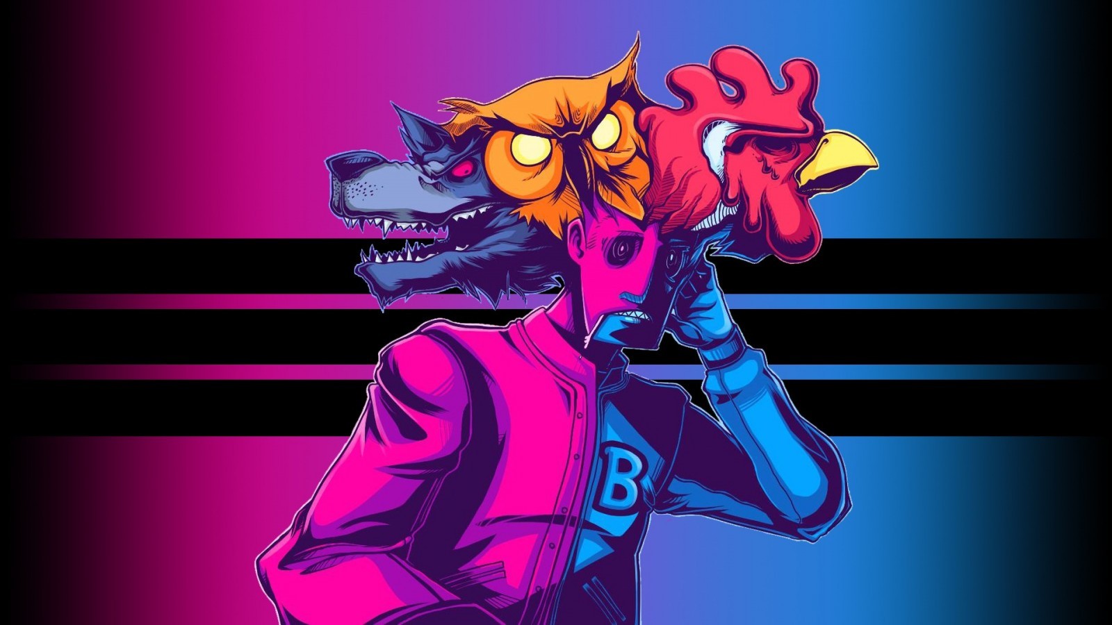 Roosters Owl Wolf Hotline Miami Video Games 1600x900