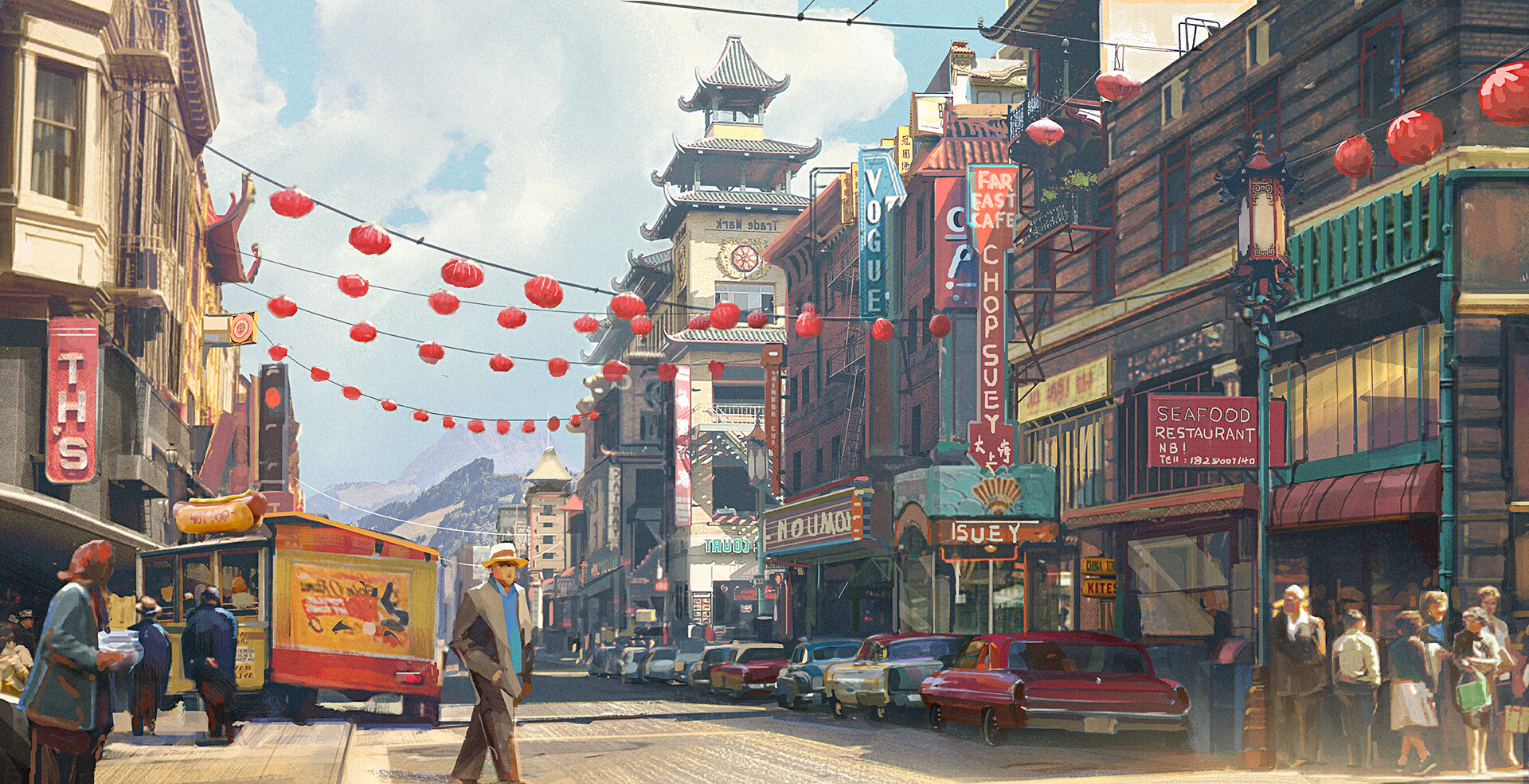 Chinatown Car Artwork Pagoda 1920x985