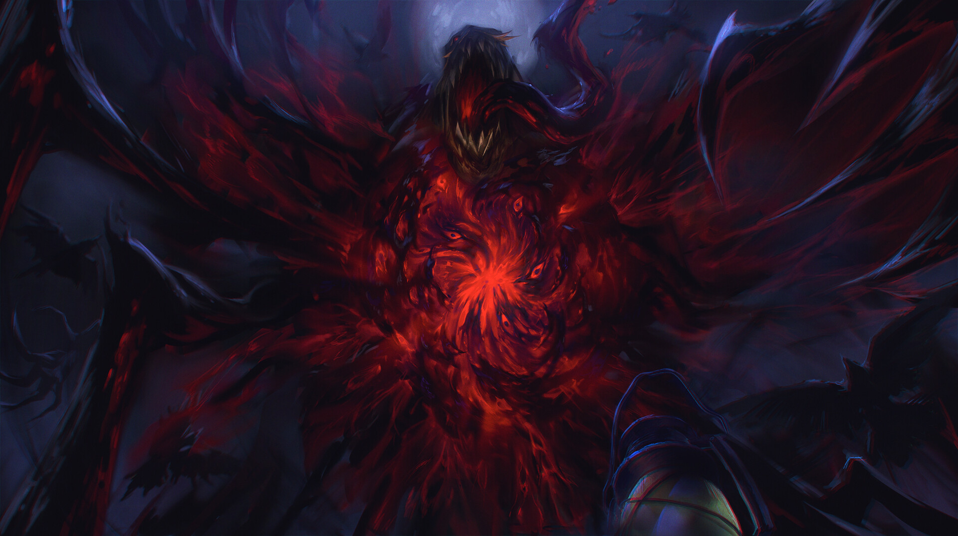 Fiddlesticks Riot Games PC Gaming Nightmare Red Zoe Zhu Crow League Of Legends 1920x1075