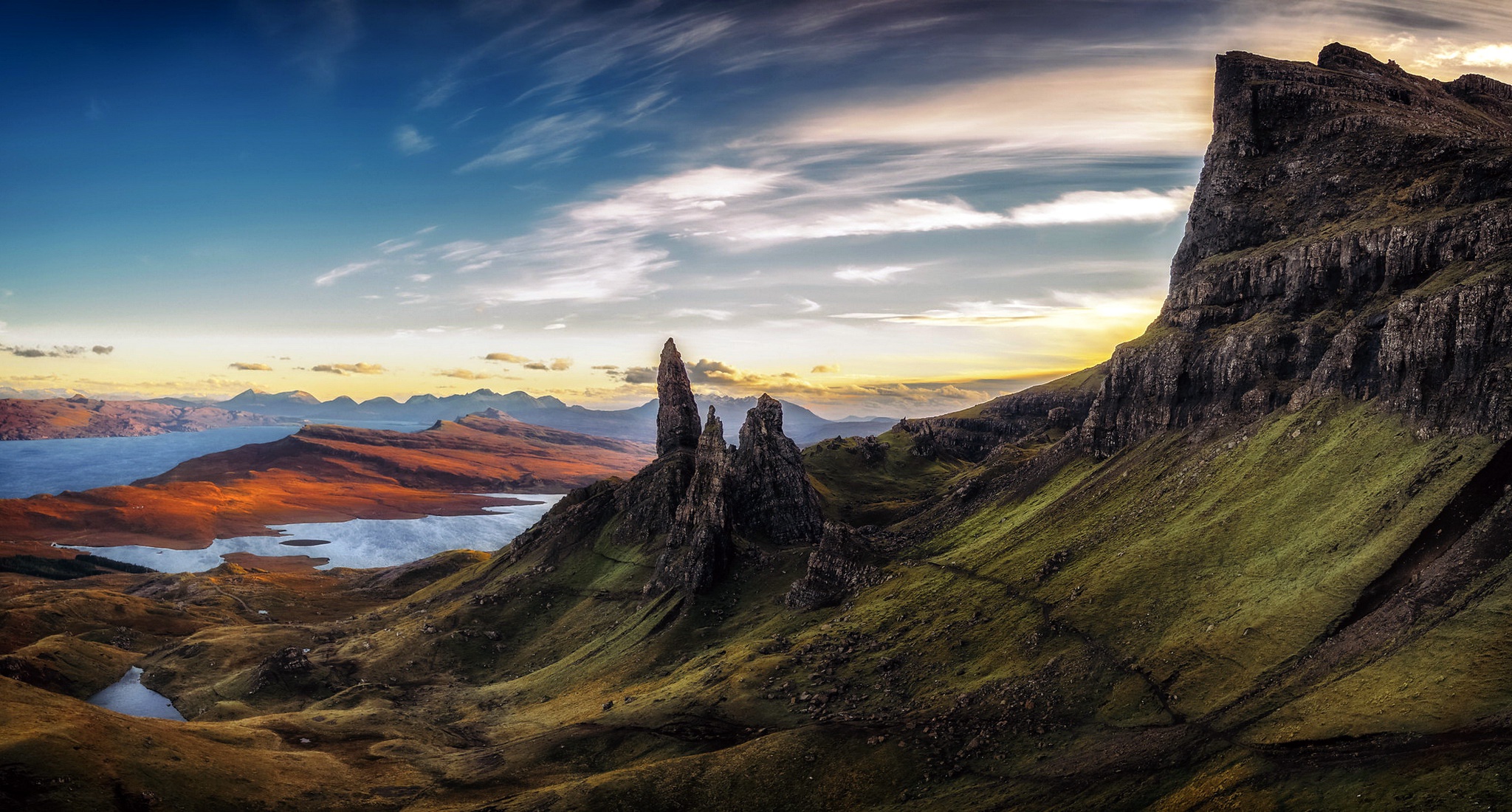 Nature Landscape Mountains Skye Scotland Rock Formation 2048x1100