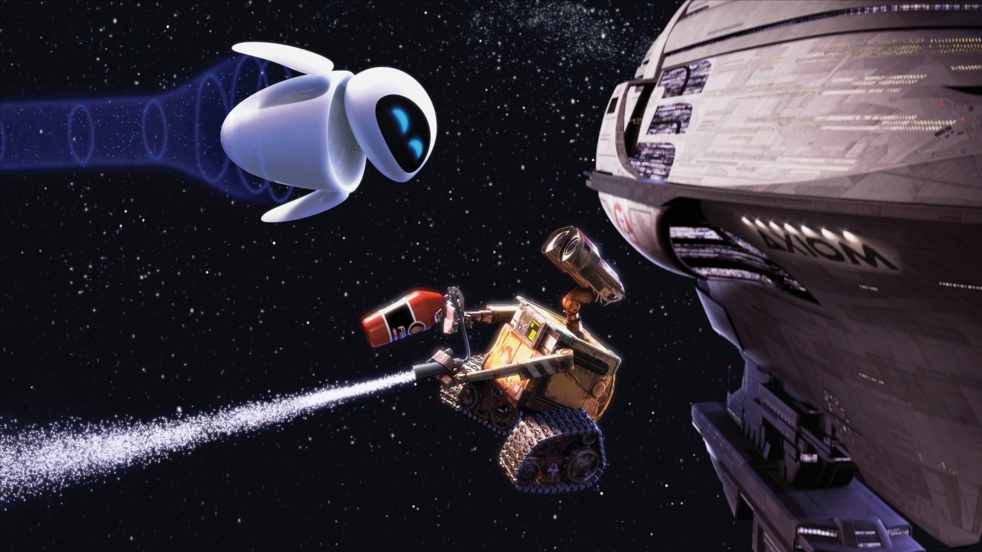 WALL E Pixar Animation Studios Movies Science Fiction Stars Spaceship Robot 1920x1080