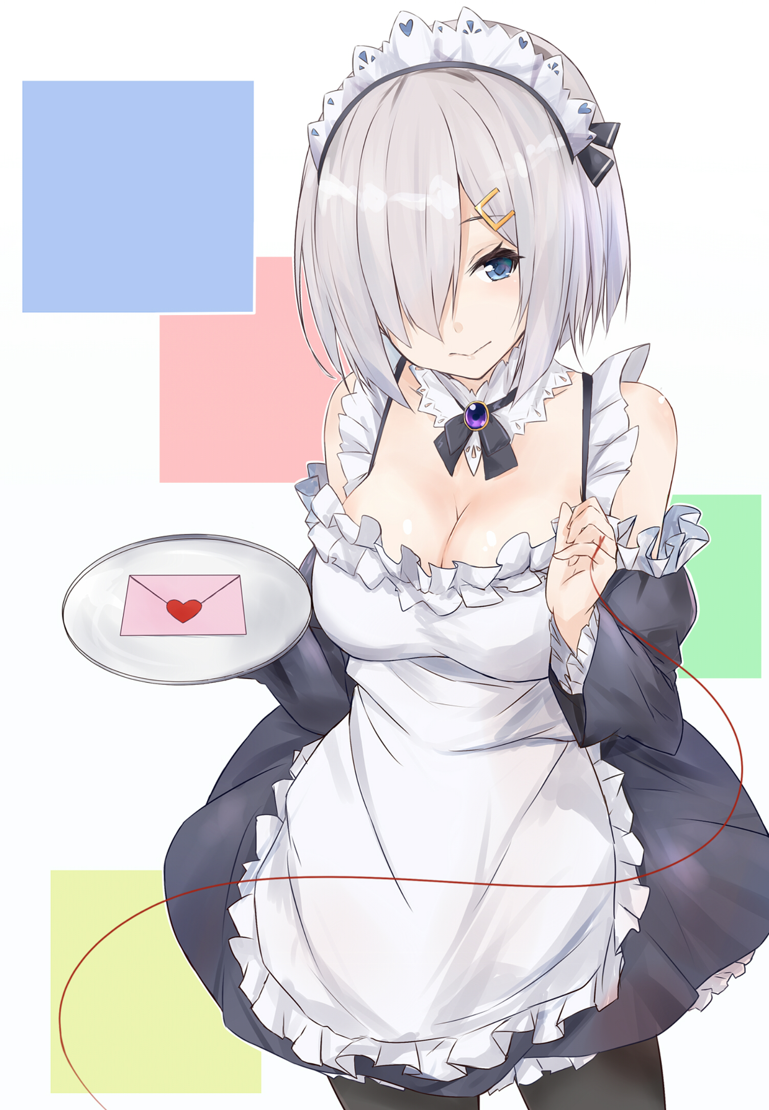 Hamakaze KanColle Kantai Collection Maid Maid Outfit White Background 1500x2164