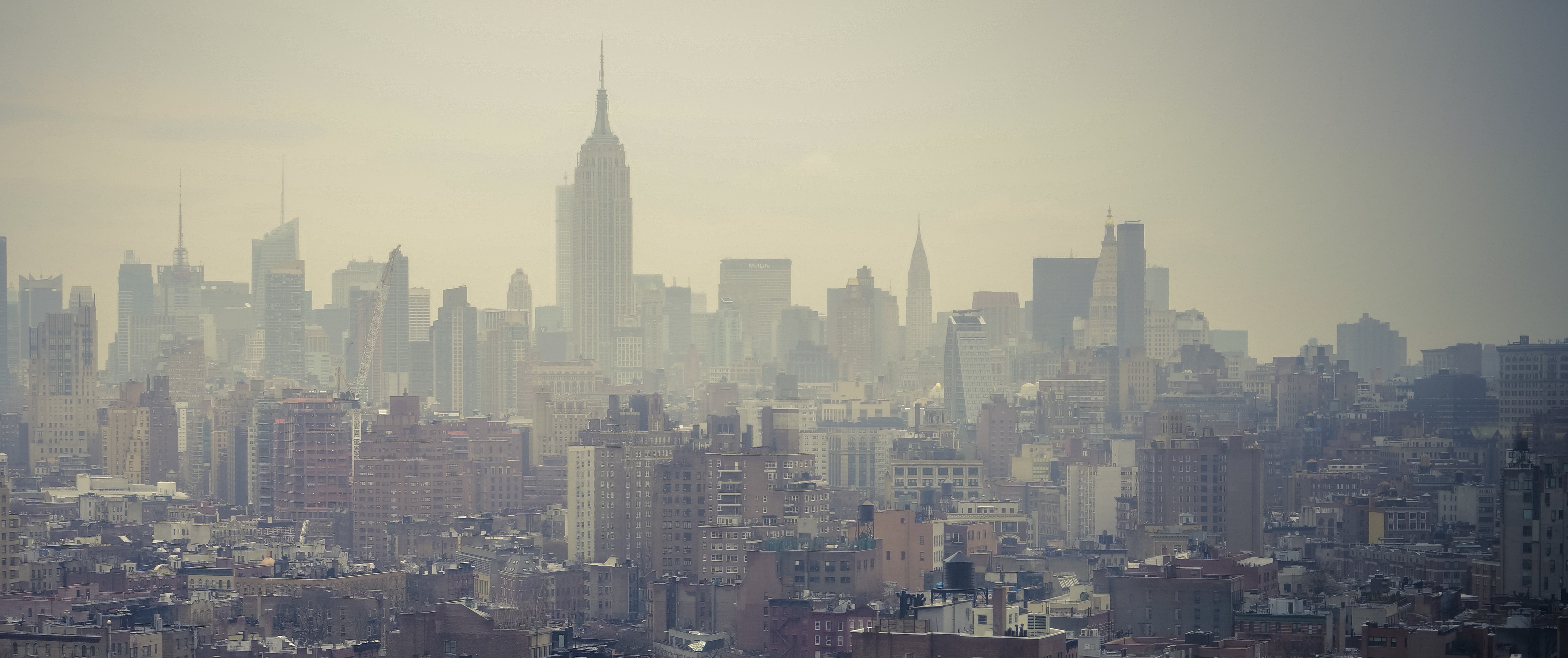 City Smog Cityscape New York City Manhattan 4897x2055