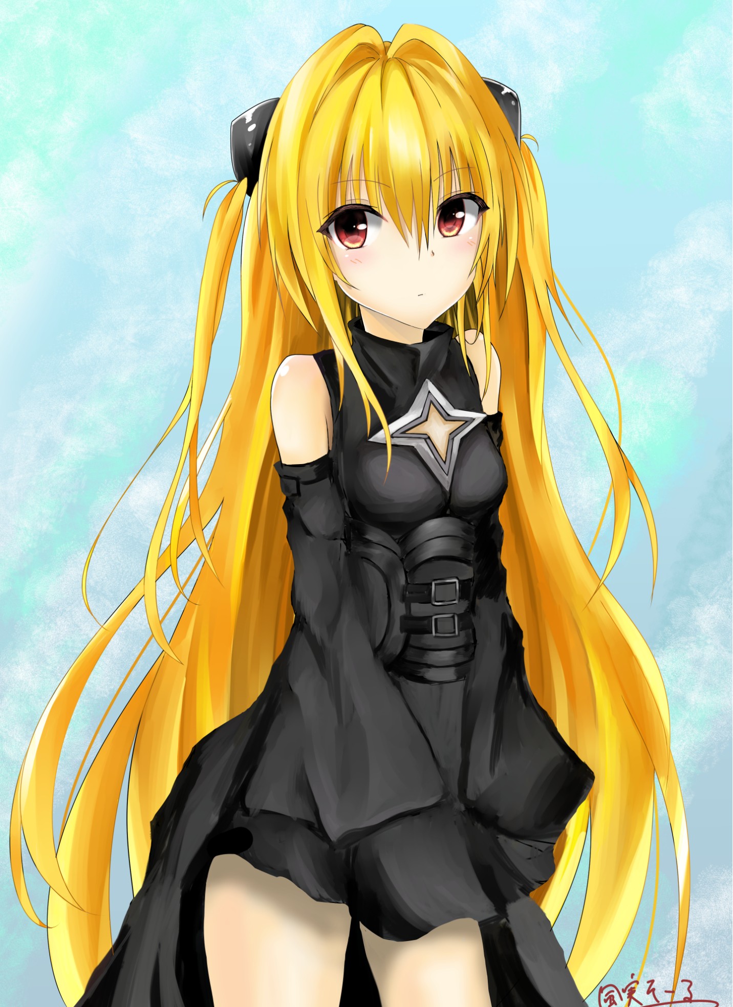 Anime Anime Girls Long Hair Yellow Hair Red Eyes To Love Ru To Love Ru Darkness Golden Darkness 1432x1968