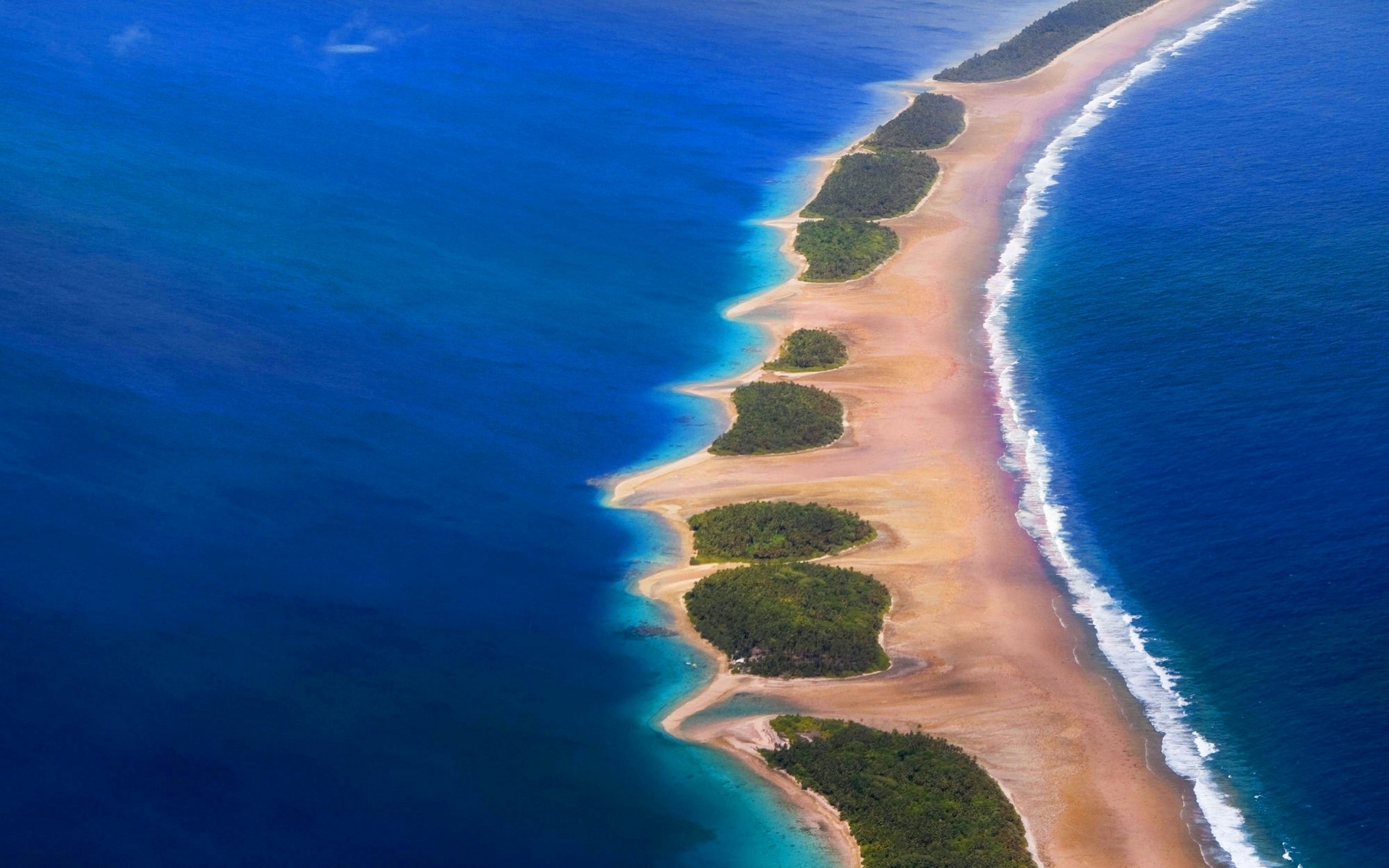 Nature Landscape Atolls Beach Tropical Sea Eden French Polynesia Aerial View Sand Blue 1920x1200