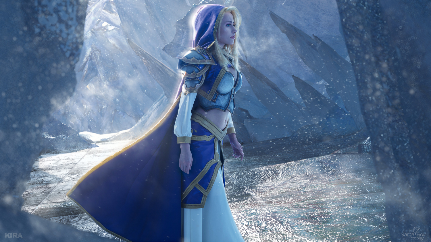 Narga Lifestream Women Cosplay Warcraft Jaina Proudmoore Hoods Magician Blonde Frown Blue Eyes Profi 1500x844