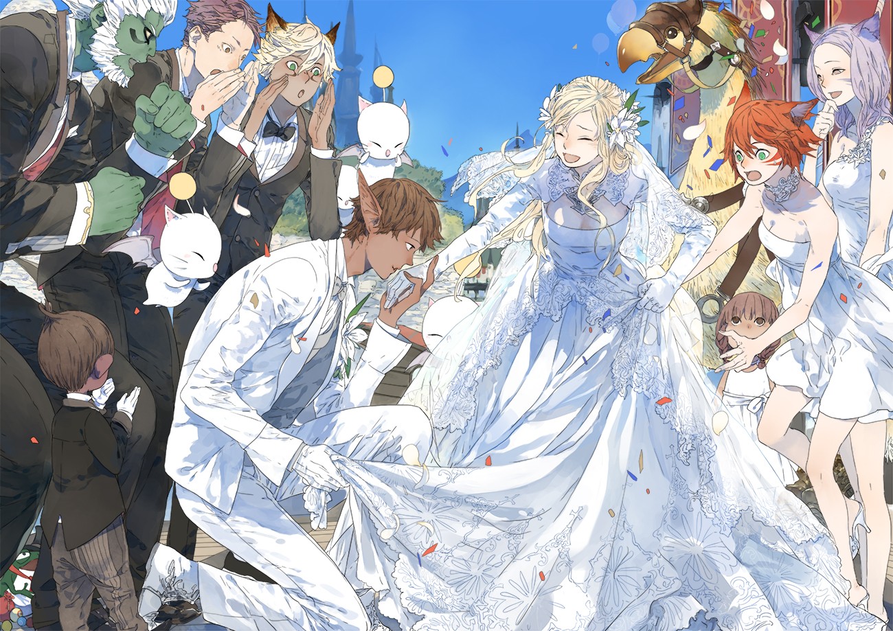Final Fantasy Anime Girls Brides Wedding Dress Blonde 1300x919