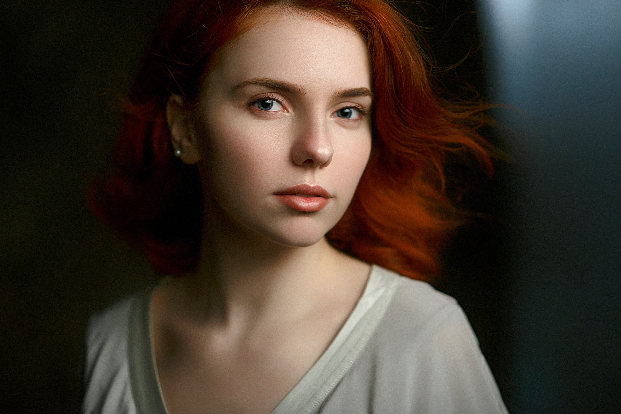 Redhead Pavel Cherepko Women Portrait Simple Background Looking At Viewer 2048x1367