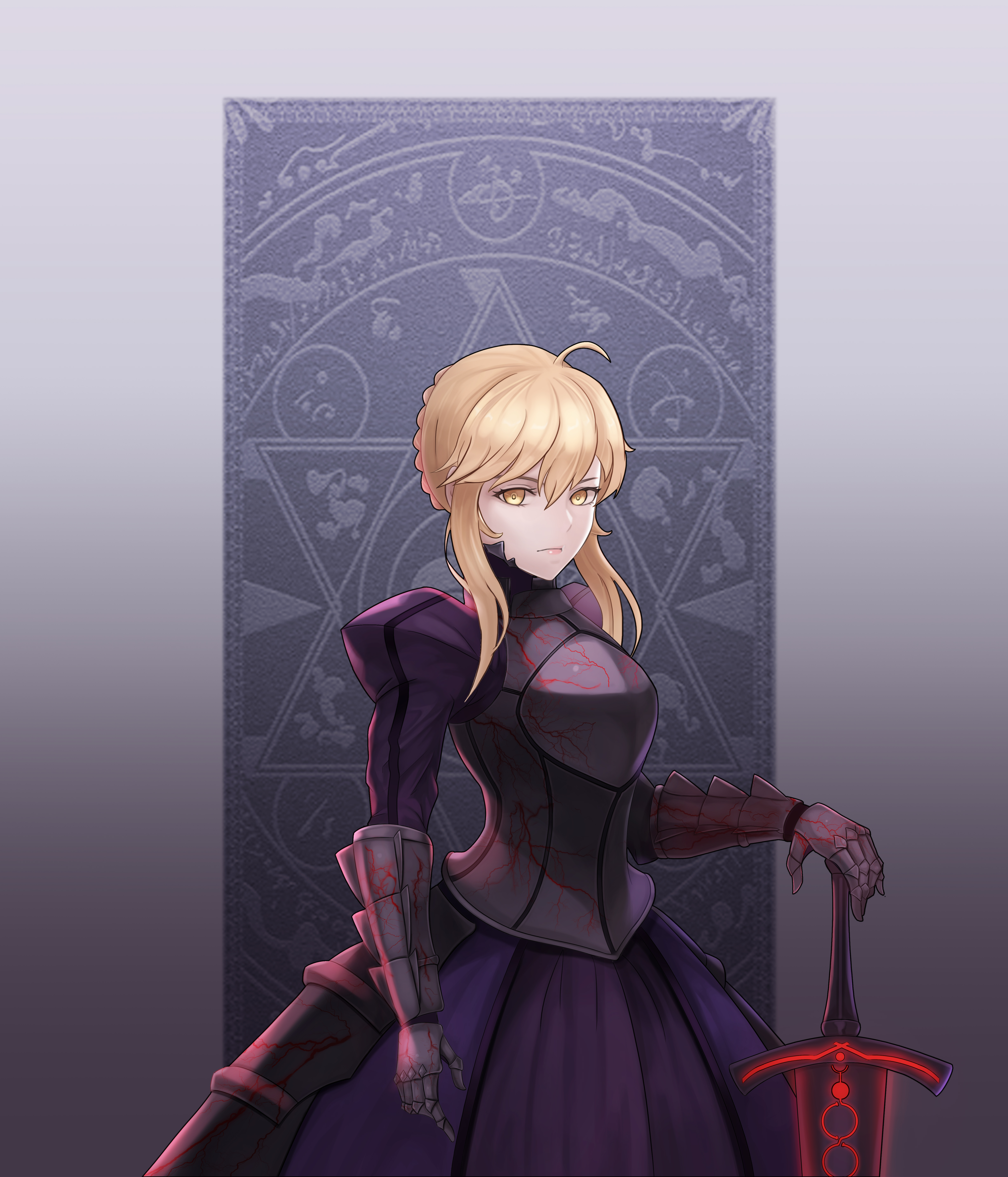 Fate Series FGO Anime Girls Long Hair Looking At Viewer Blond Hair Excalibur Warframe Women With Swo 4891x5708
