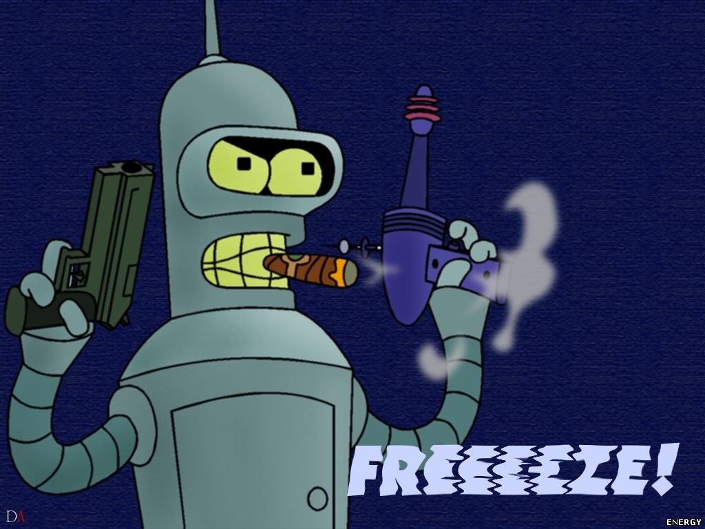 Futurama Bender Cartoon Gun Cigars Smoking Robot 1024x768
