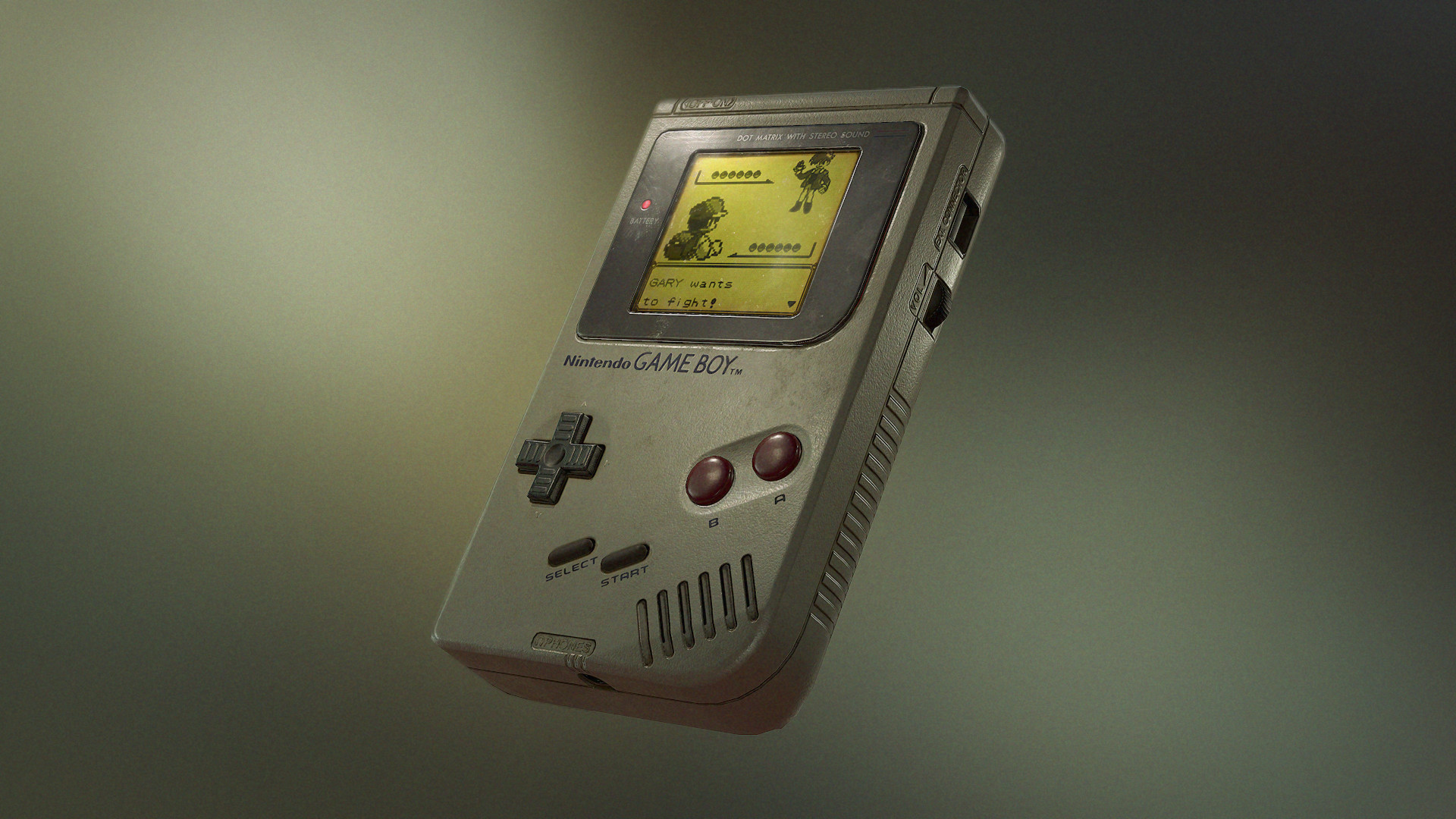 GameBoy Render Gray Background Pokemon 1920x1080