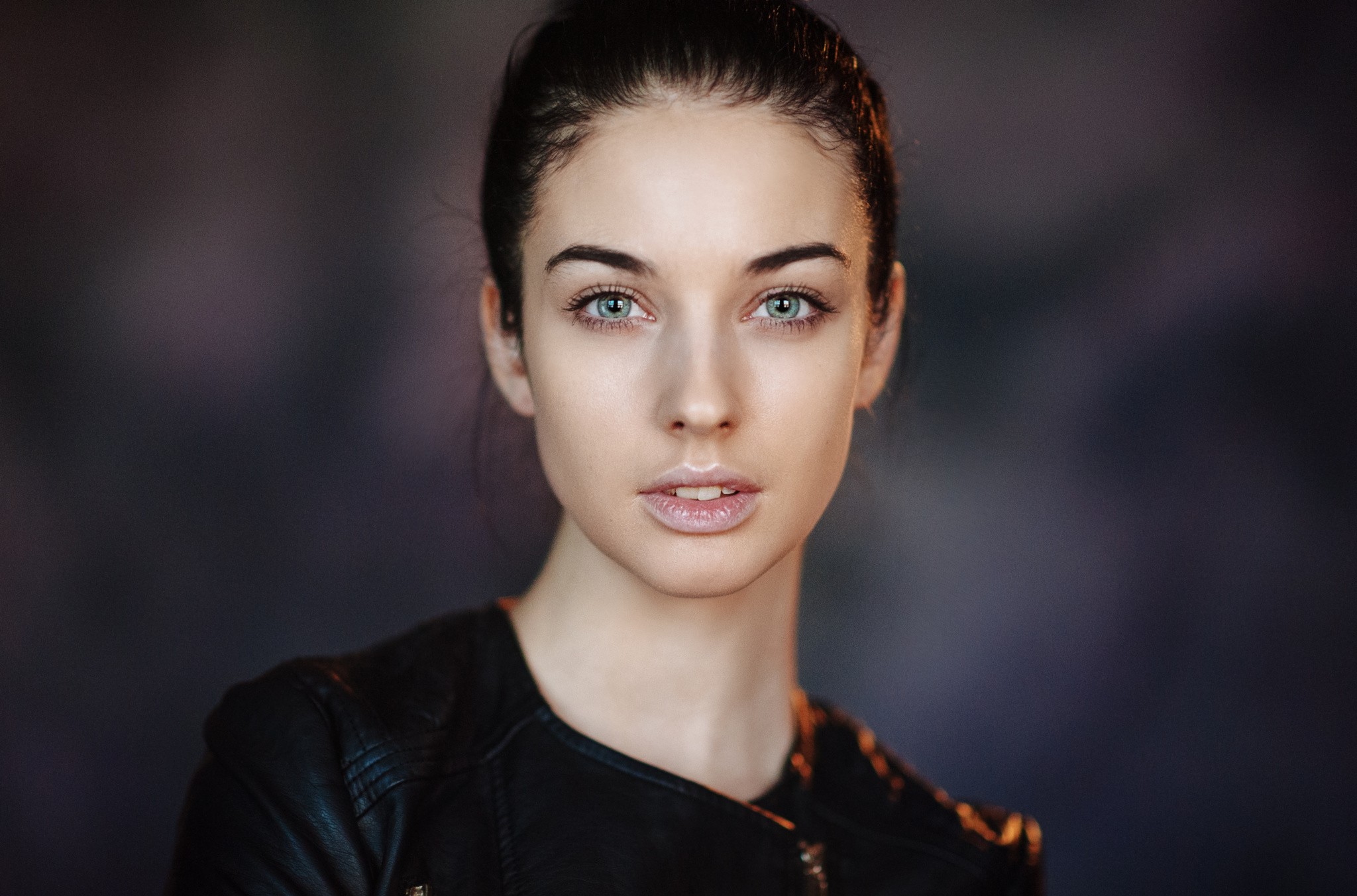 Alla Berger Women Model Face Portrait Maxim Maximov Leather Jackets Black Jackets 2048x1353
