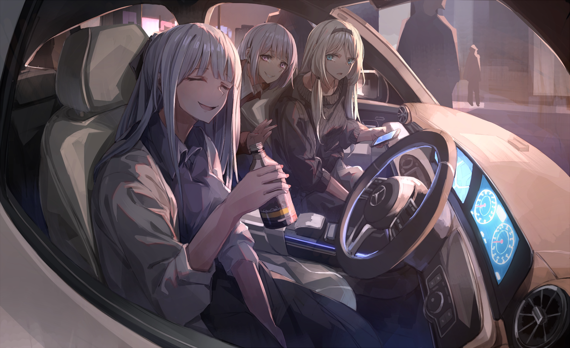 Anime Anime Girls Digital Art Artwork 2D Girls Frontline Mercedes Benz Inside A Car Car Interior 2300x1406