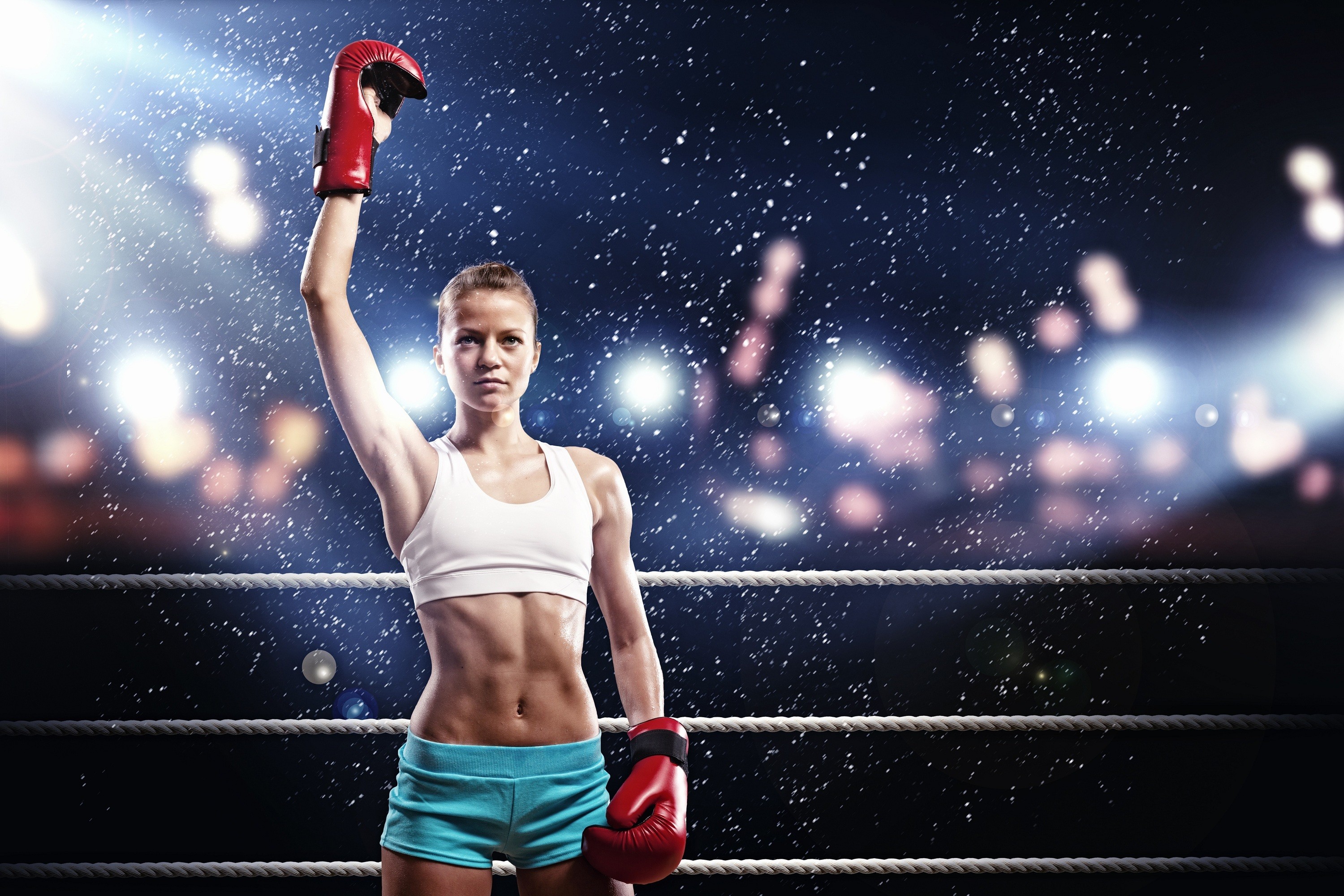 Women Boxing Arms Up Muscular Boxing Gloves 3000x2000