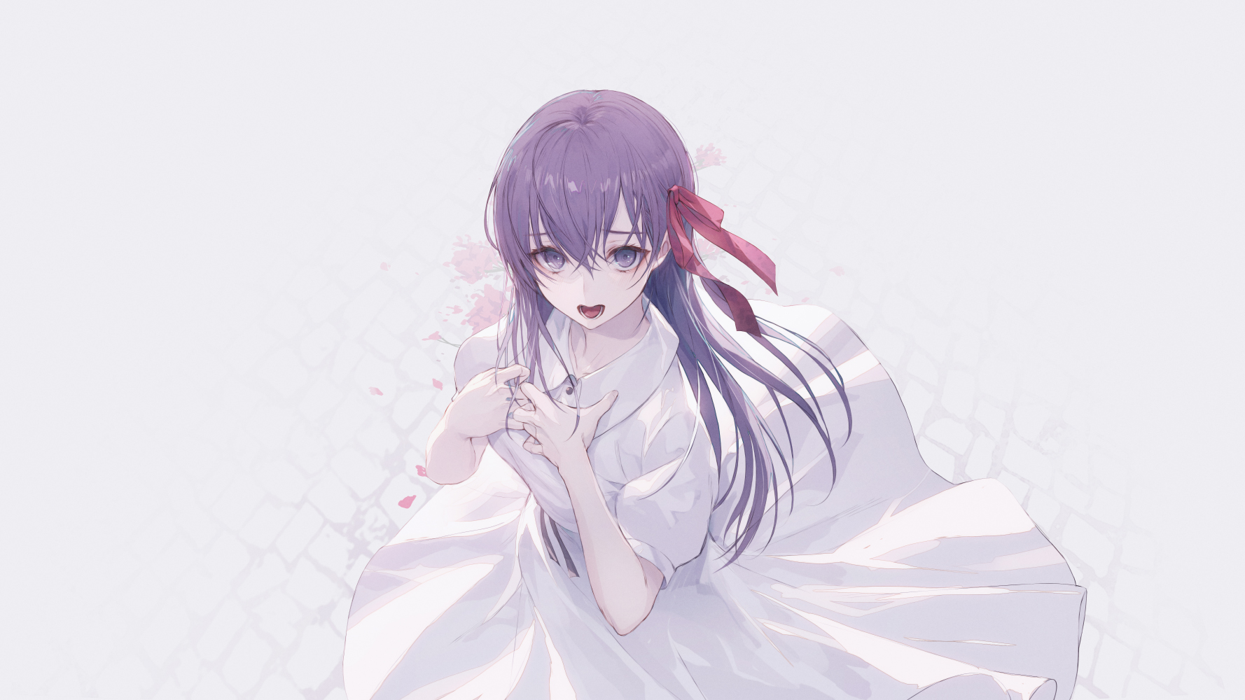 Fate Series Fate Stay Night Fate Stay Night Heavens Feel Anime Girls Long Hair White Dress Purple Ha 1778x1000