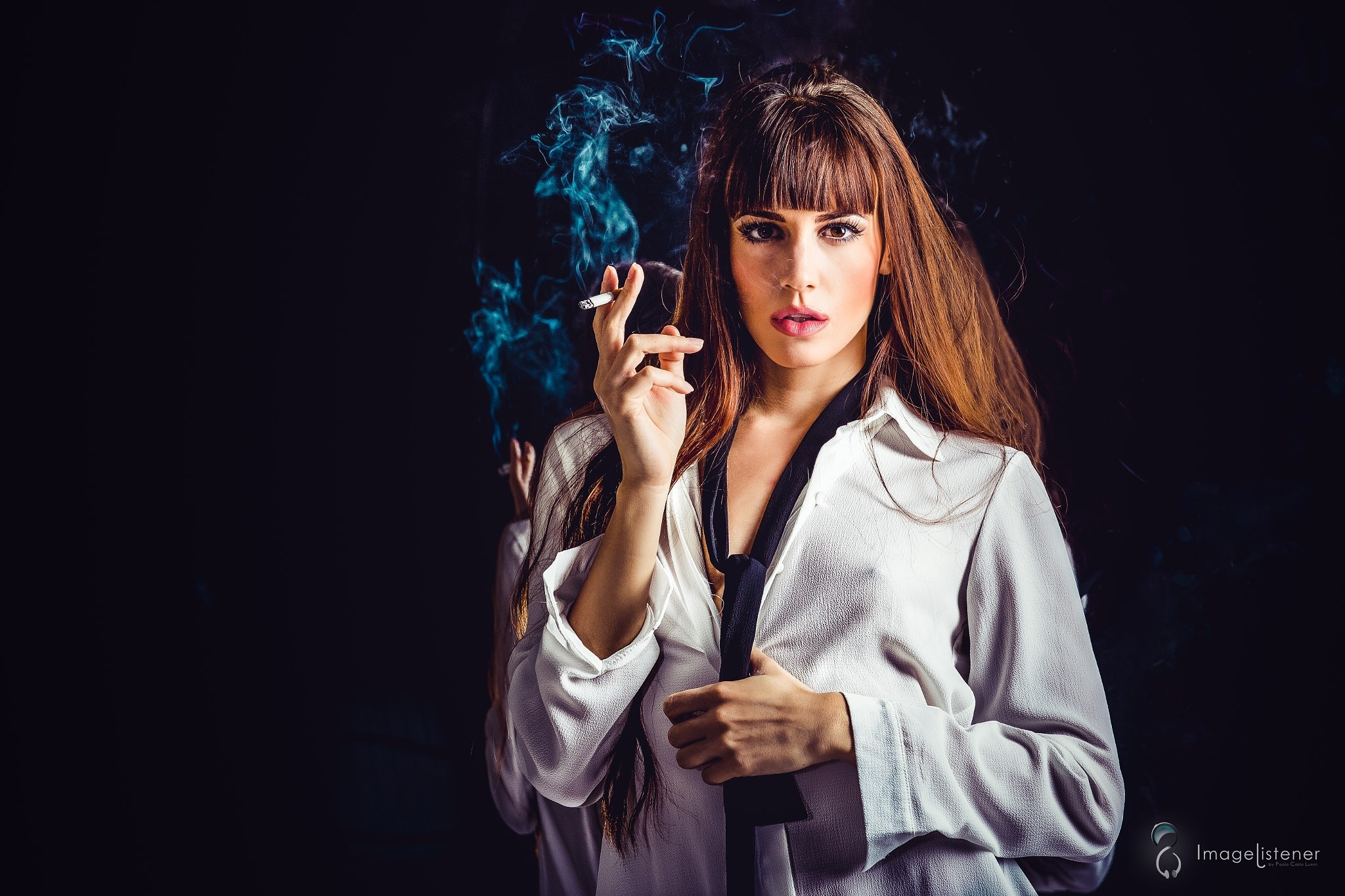 Alice Brivio Paolo Carlo Lunni Women Model Brunette Smoking 2048x1365