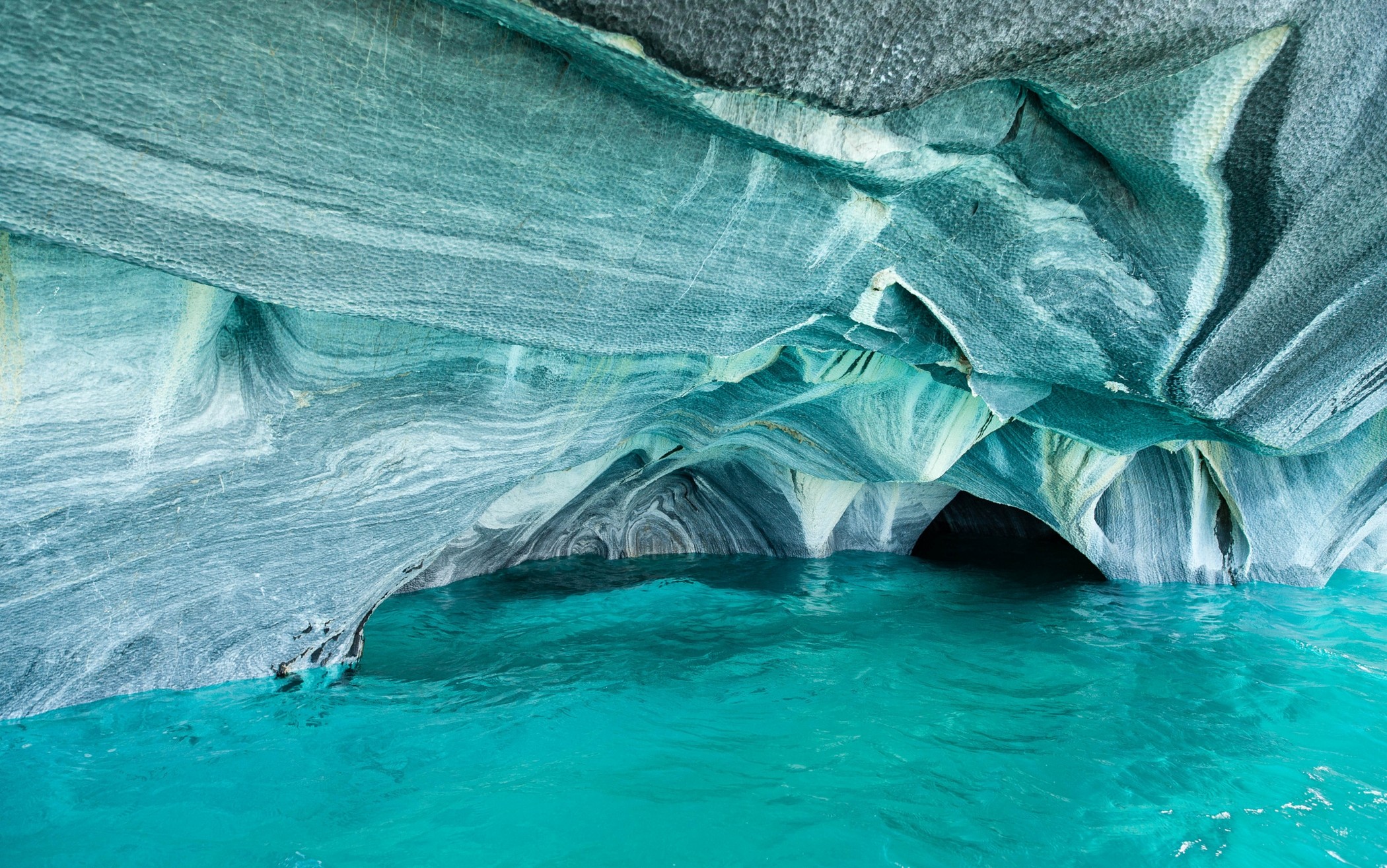 Landscape Nature Chile Lake Rock Erosion Turquoise Water Cave Rock Formation Teal 2100x1315