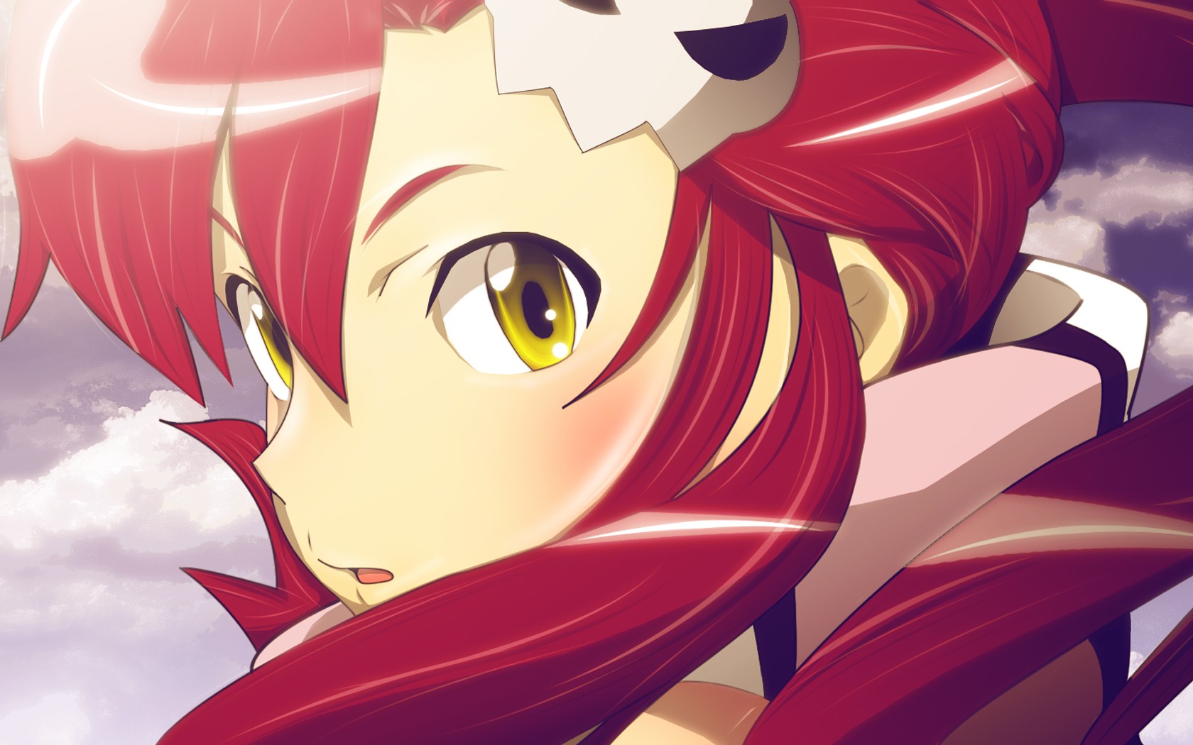 Anime Girls Littner Yoko Redhead Anime Tengen Toppa Gurren Lagann Hair Ornament Long Hair Yellow Eye 1680x1050