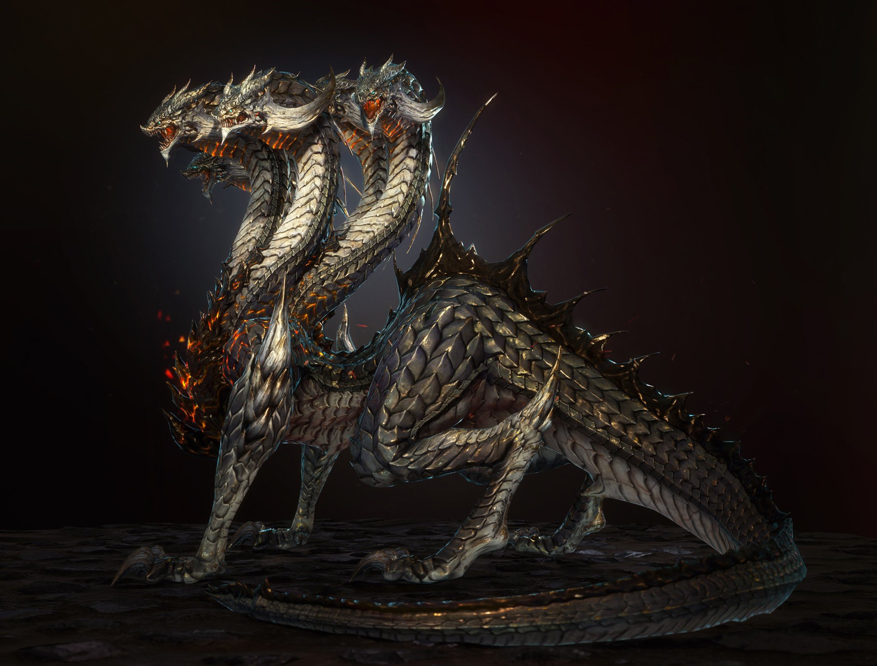 Hydra Dragon Digital Art Fantasy Art Final Fantasy XiV A Realm Reborn Video Games 1800x1368