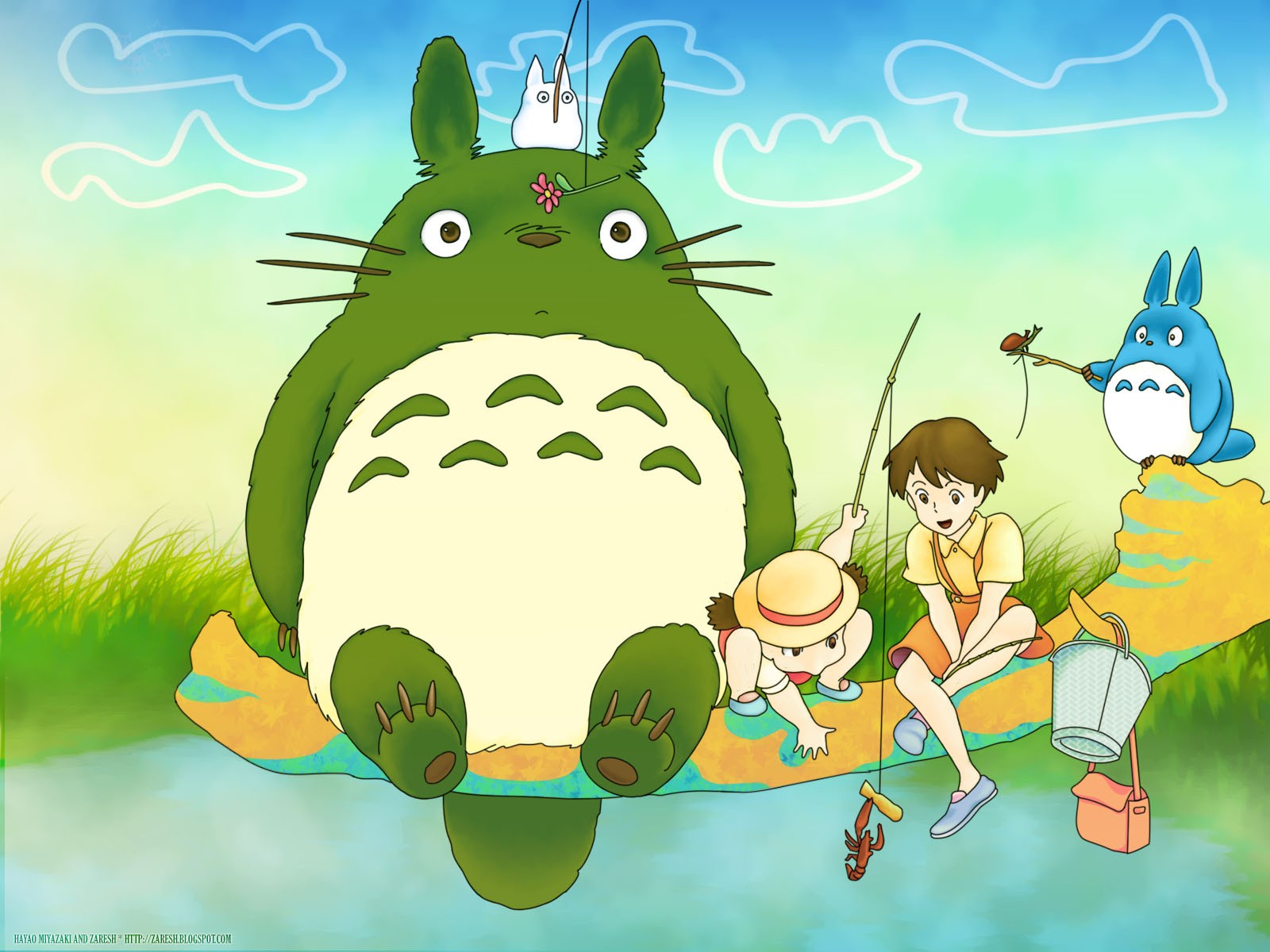 My Neighbor Totoro Anime Fishing Rod Anime Girls 1600x1200