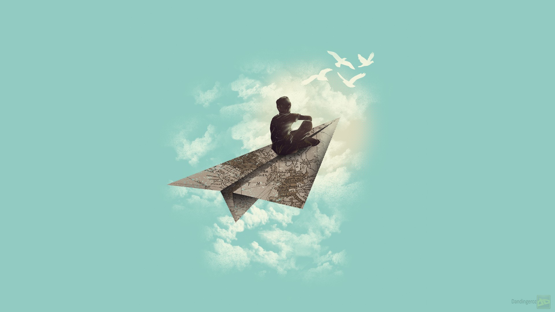 Fantasy Art Paper Planes Artwork Simple Background 1920x1080